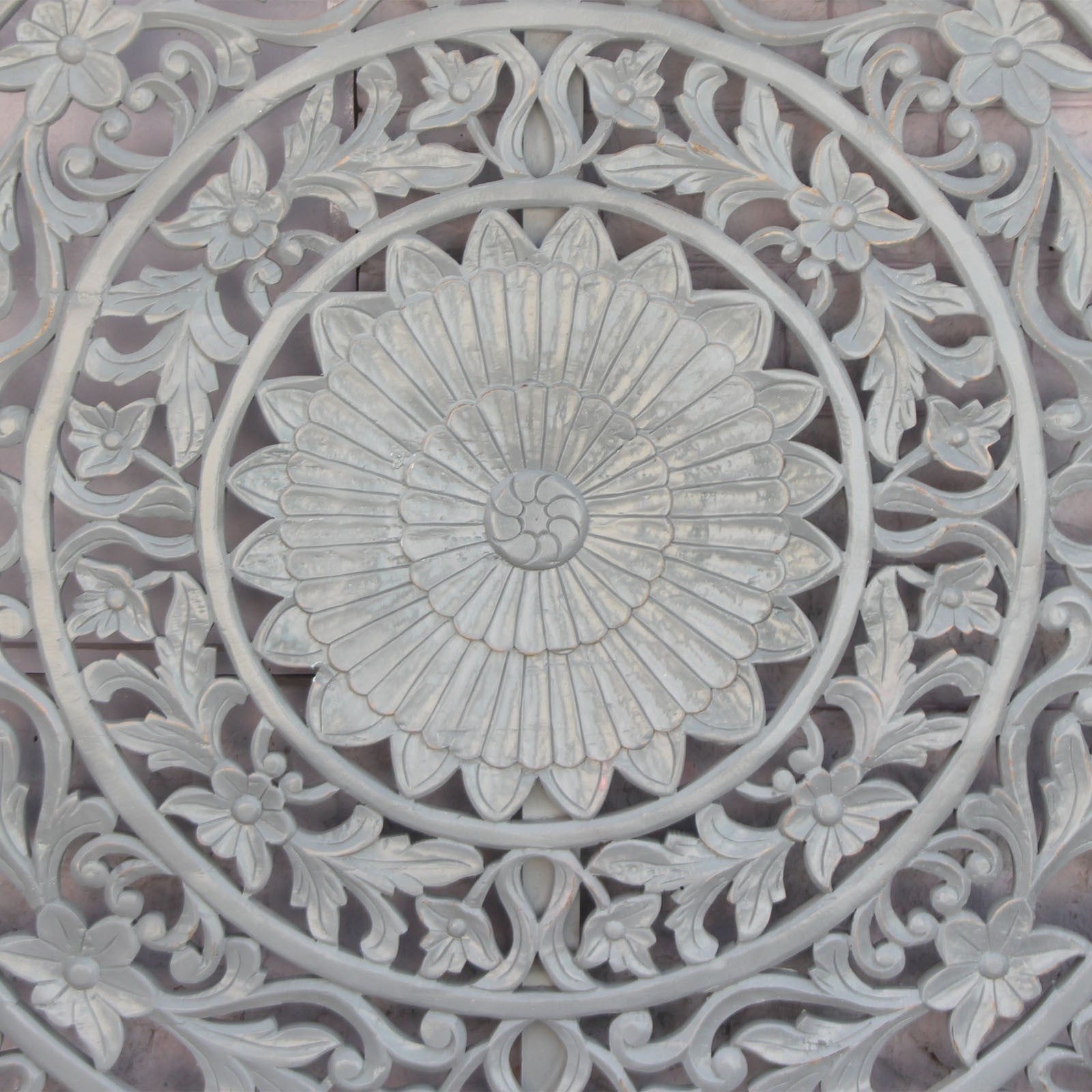 Handcrafted Dynasty Carved Wooden Wall Panel - Sierra Headboard in Elegant Grey | Perfect for Bedroom Decor, Accent Walls & Home Interior Design