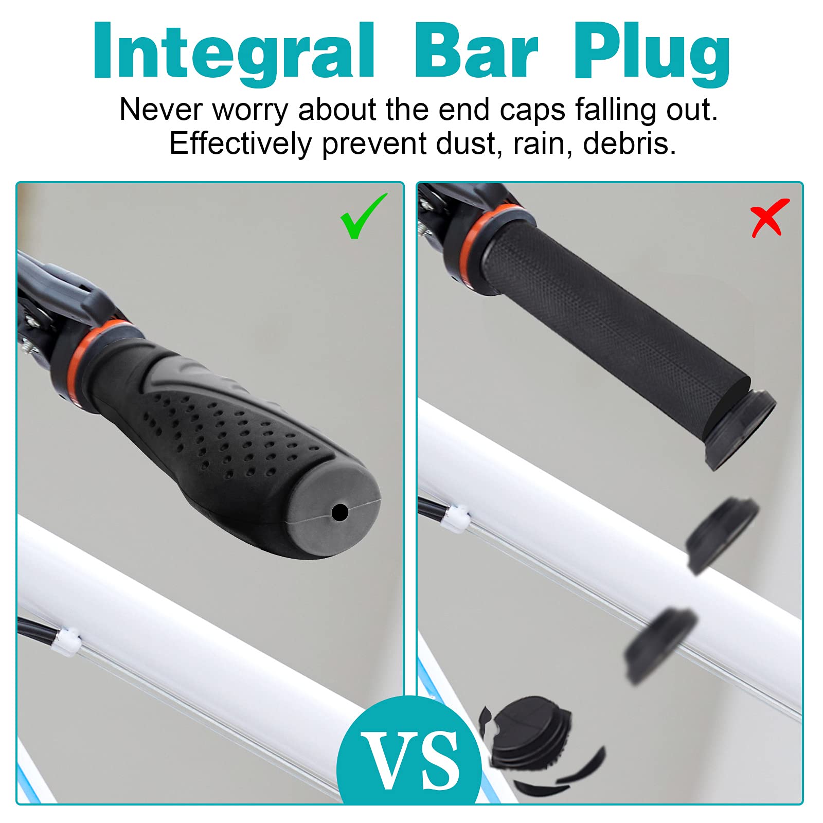 Non-Slip Bicycle Handlebar Grips - Shock Absorbing Bike Handles for Mountain/Road/Folding Bikes - Black & Grey - Perfect for Commuting, Trail Riding & Urban Cycling