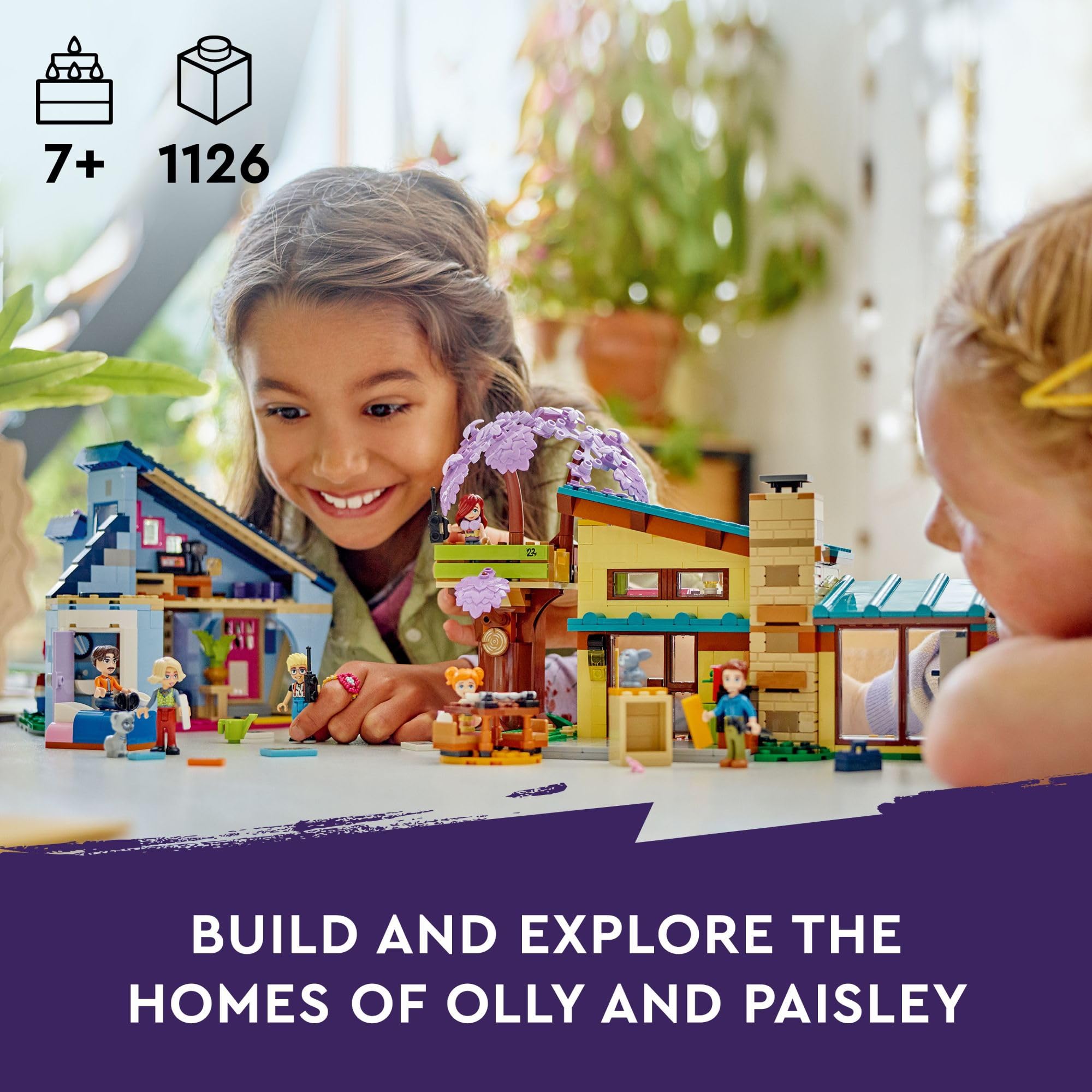 LEGO Friends Olly and Paisley's Family Houses Building Toy Set with 5 Mini-Doll Figures - Creative Play Two-Story Dollhouse with Treehouse for Kids Ages 7+ (Model 42620) | Perfect Birthday Gift for Girls and Boys, Great for Imaginative Play and Storytelling
