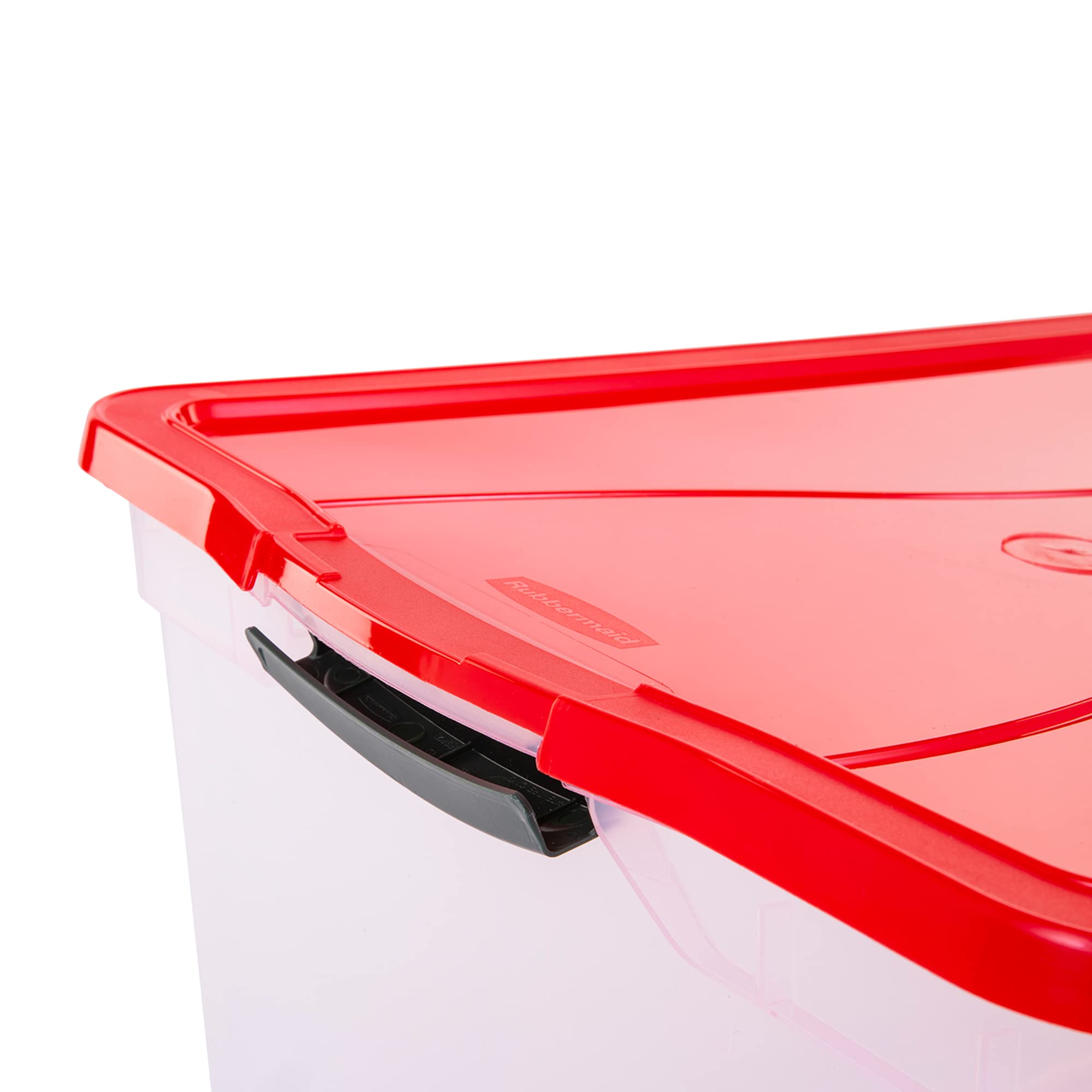 Rubbermaid Clear Plastic Holiday Storage Bins with Latching Lids & Handles - 4 Pack Organizer Totes for Christmas Decorations, Seasonal Items & Office Supplies - Perfect for Home Storage, Garage Organization & Workplace Use