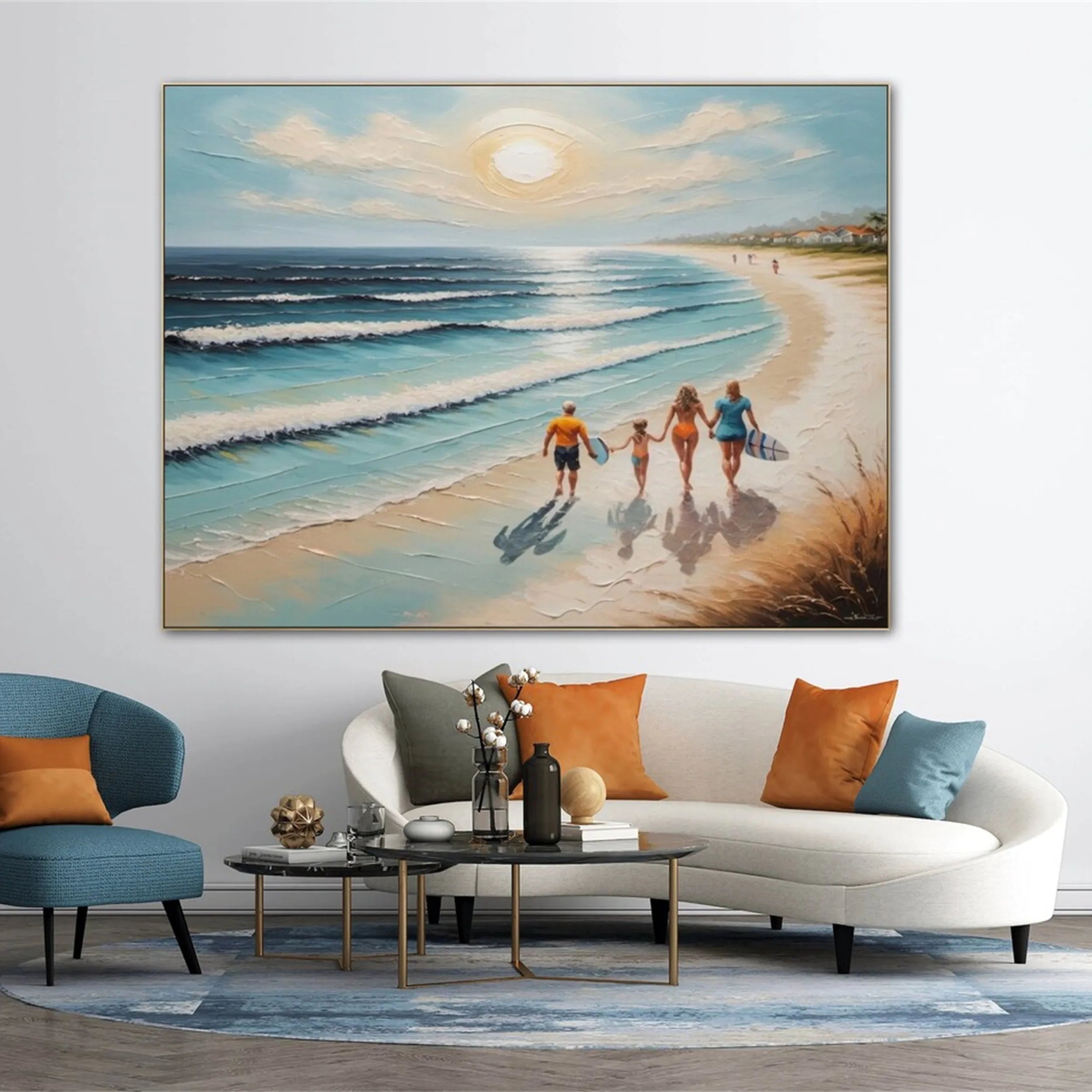 Ocean and Sky Painting #OS 137 - Handmade Coastal Wall Art for Beach House Decor, Living Room & Bedroom