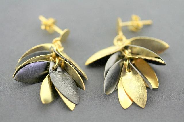 22K Gold Plated Multi-Leaf Stud Earrings for Women - Elegant Silver Jewelry for Parties, Weddings & Everyday Wear