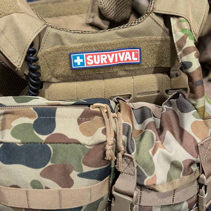 Survival Logo Patch - Tactical Embroidered Badge for Outdoor Gear, Backpacks & Jackets - Perfect for Hiking, Camping & Adventure Enthusiasts