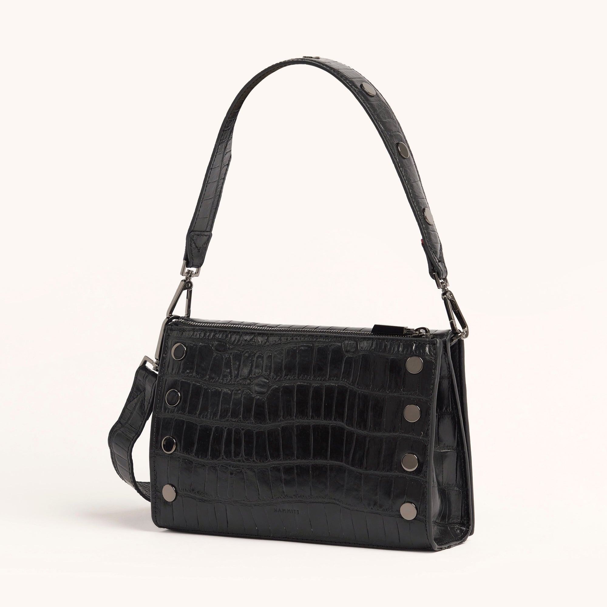 Montana Clutch Evening Bag in Crocodile Embossed Leather with Gunmetal Hardware - Perfect for Parties, Weddings & Special Occasions