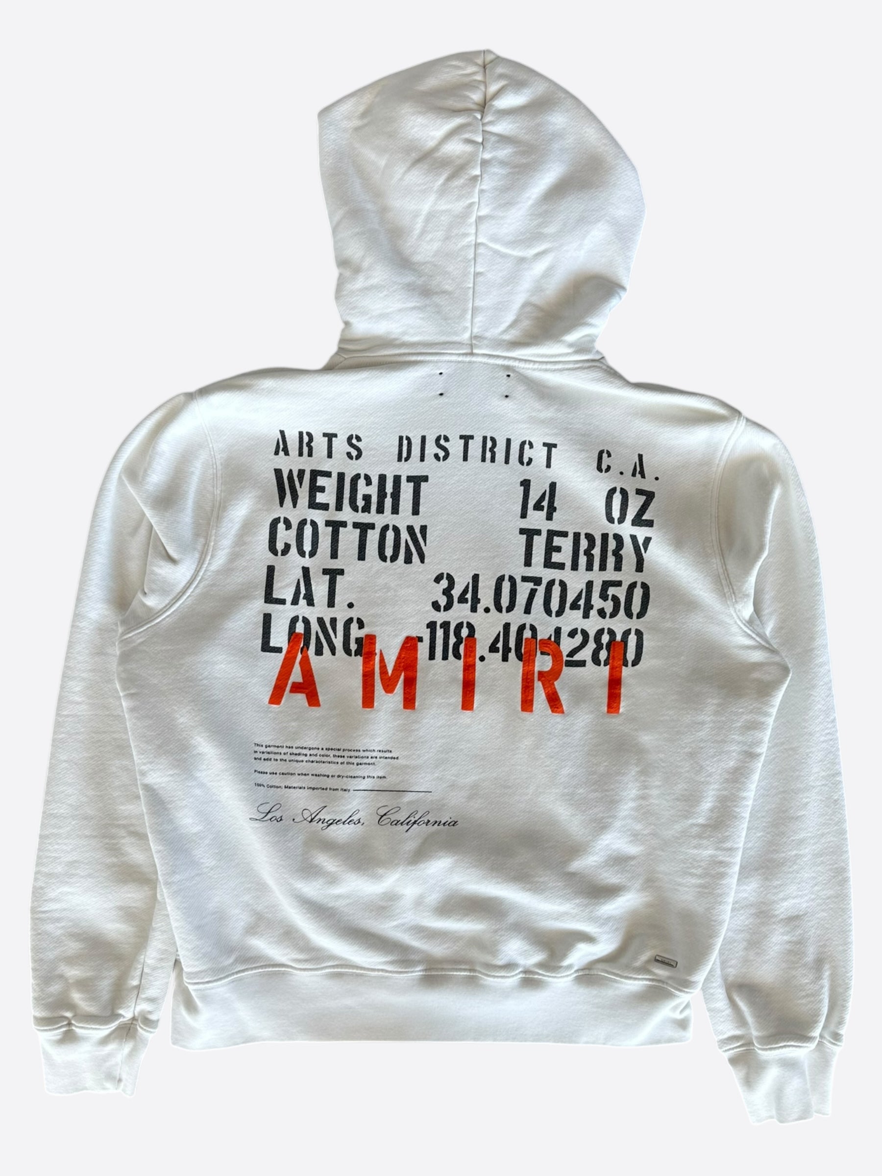 Amiri White & Orange Arts District Logo Hoodie for Men - Stylish Streetwear Pullover for Casual Outfits & Urban Fashion