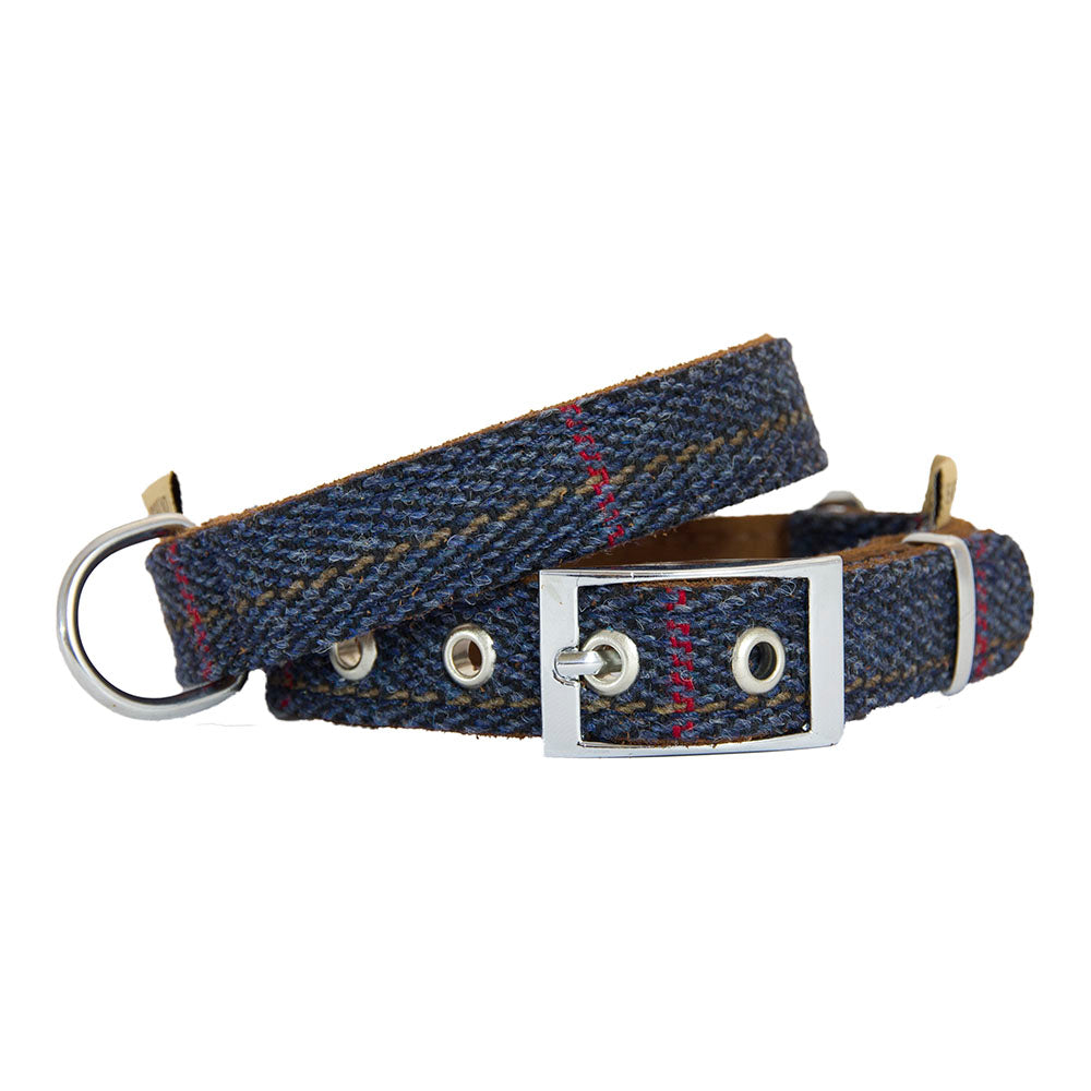 Premium EARTHBOUND Signature Tweed & Leather Dog Collar - Stylish & Durable Pet Accessory for Small & Medium Dogs - Perfect for Daily Walks, Training & Outdoor Adventures