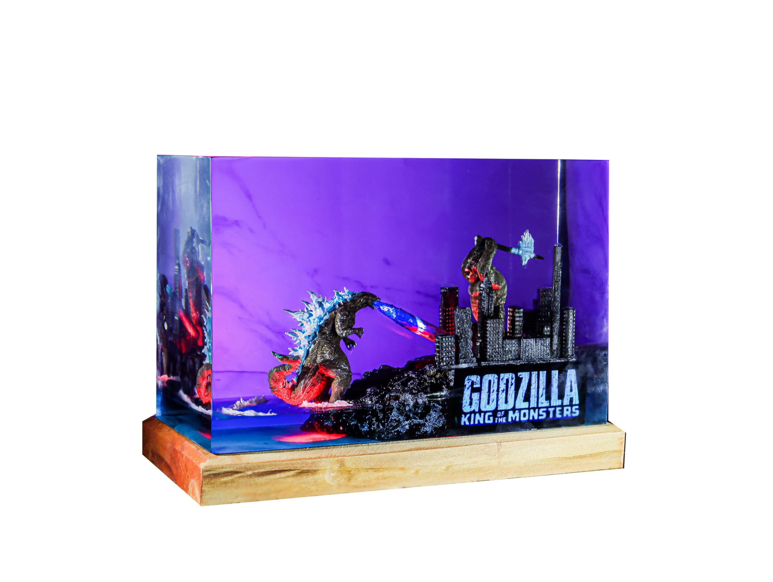 War Monster Night Light - Custom Epoxy Resin Table Lamp with Atomic Breath Design | Handmade Movie Diorama LED Lamp for Bedroom, Gaming Room & Home Decor | Unique Gift for Movie Lovers (5.5x4x2.5 inch)