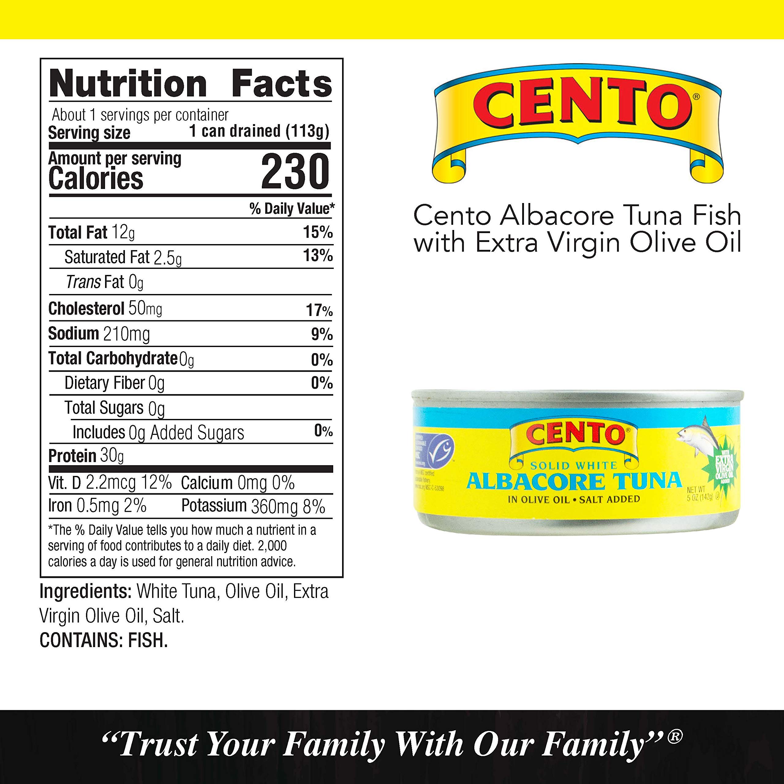 Premium Cento Albacore Tuna in Water, 5 oz (Pack of 24) - Wild Caught, High Protein, Keto & Paleo Friendly - Perfect for Salads, Sandwiches, and Meal Prep