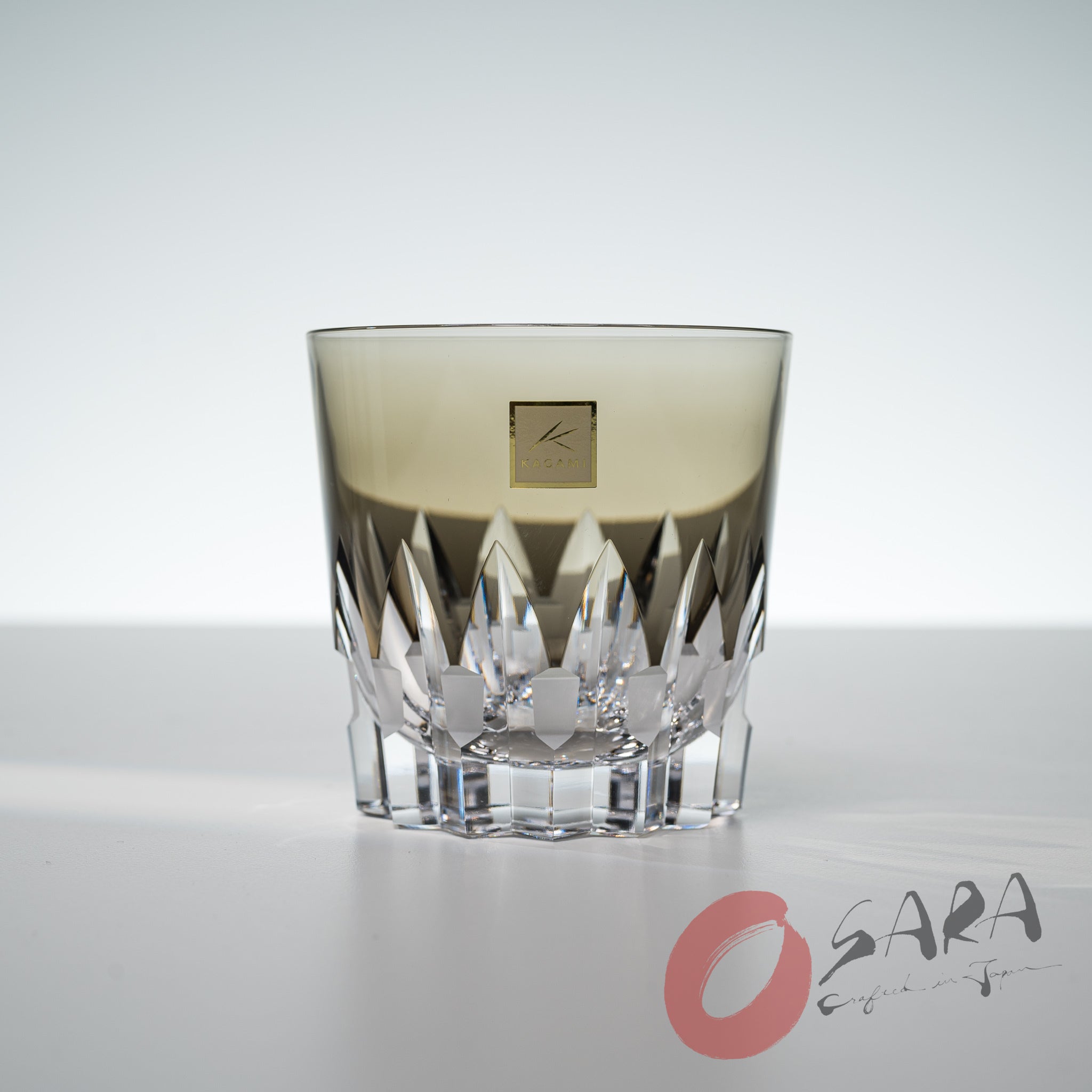 Premium KAGAMI Crystal Japanese Handmade Whiskey Glass - Ancient Parallel Cross Design - 270ml (9oz) - Luxury Barware for Whiskey, Bourbon & Scotch - Perfect Gift for Men & Home Decor