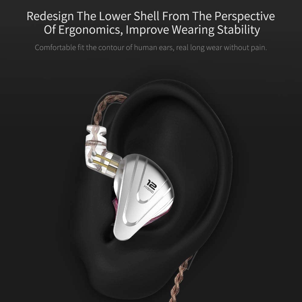KZ ZSX Wired In-Ear Headphones with Dynamic Crystal-Clear Sound, Ergonomic Custom-Fit Earpieces (S/M/L Sizes), 3.5mm Jack for iPhone, Android Phones & Laptops - Noise Isolating with Built-in Mic (Black) - Perfect for Gaming, Music & Work Calls