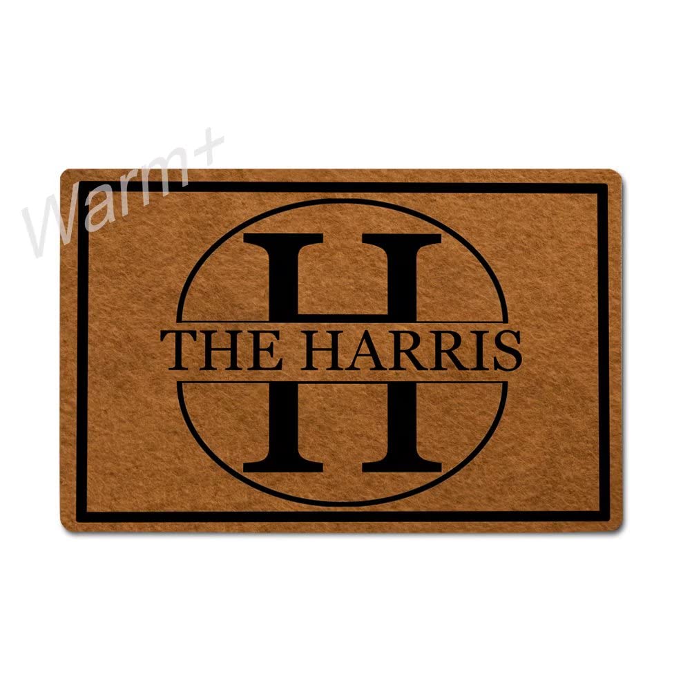 Custom Monogrammed Doormat with Non-Slip Rubber Backing - Personalized Last Name Welcome Mat 23.6