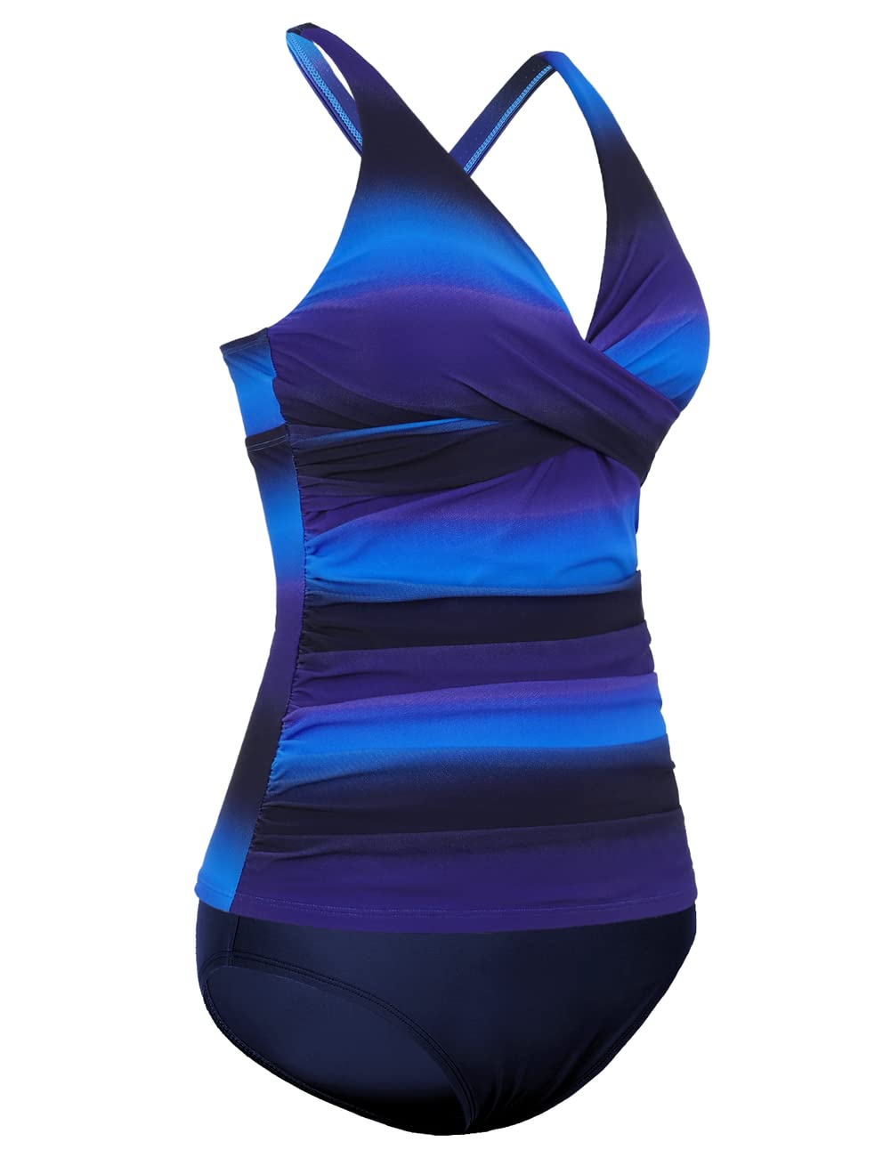 Hilor Women's Tummy Control Tankini Swimsuits - Front Twist V Neck Two Piece Bathing Suit with Shirred Design | Perfect for Beach Vacations, Pool Parties & Summer Getaways