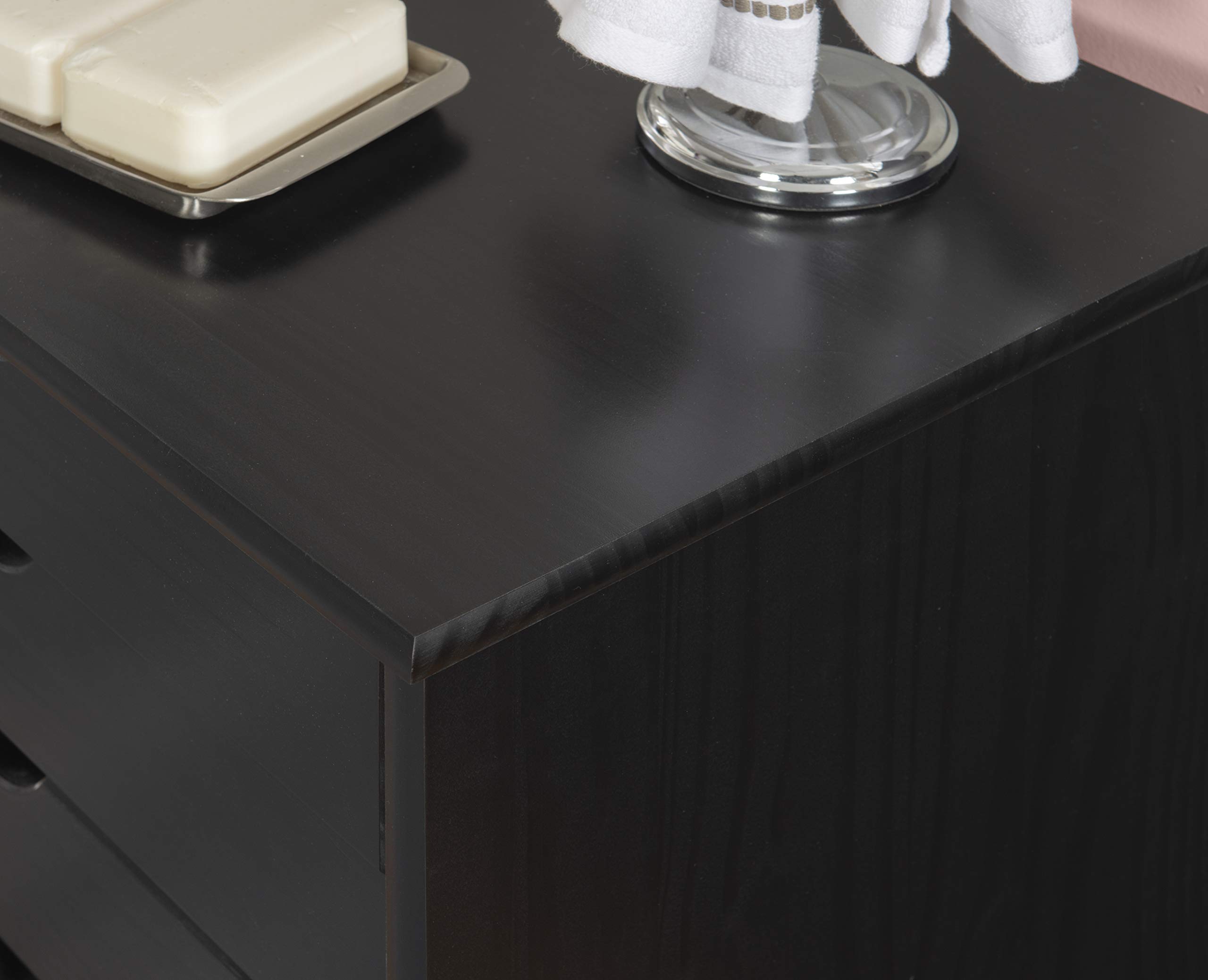 Linon Corinne Black 6-Drawer Wide Rolling Storage Cart - Perfect for Home, Office, and Craft Room Organization