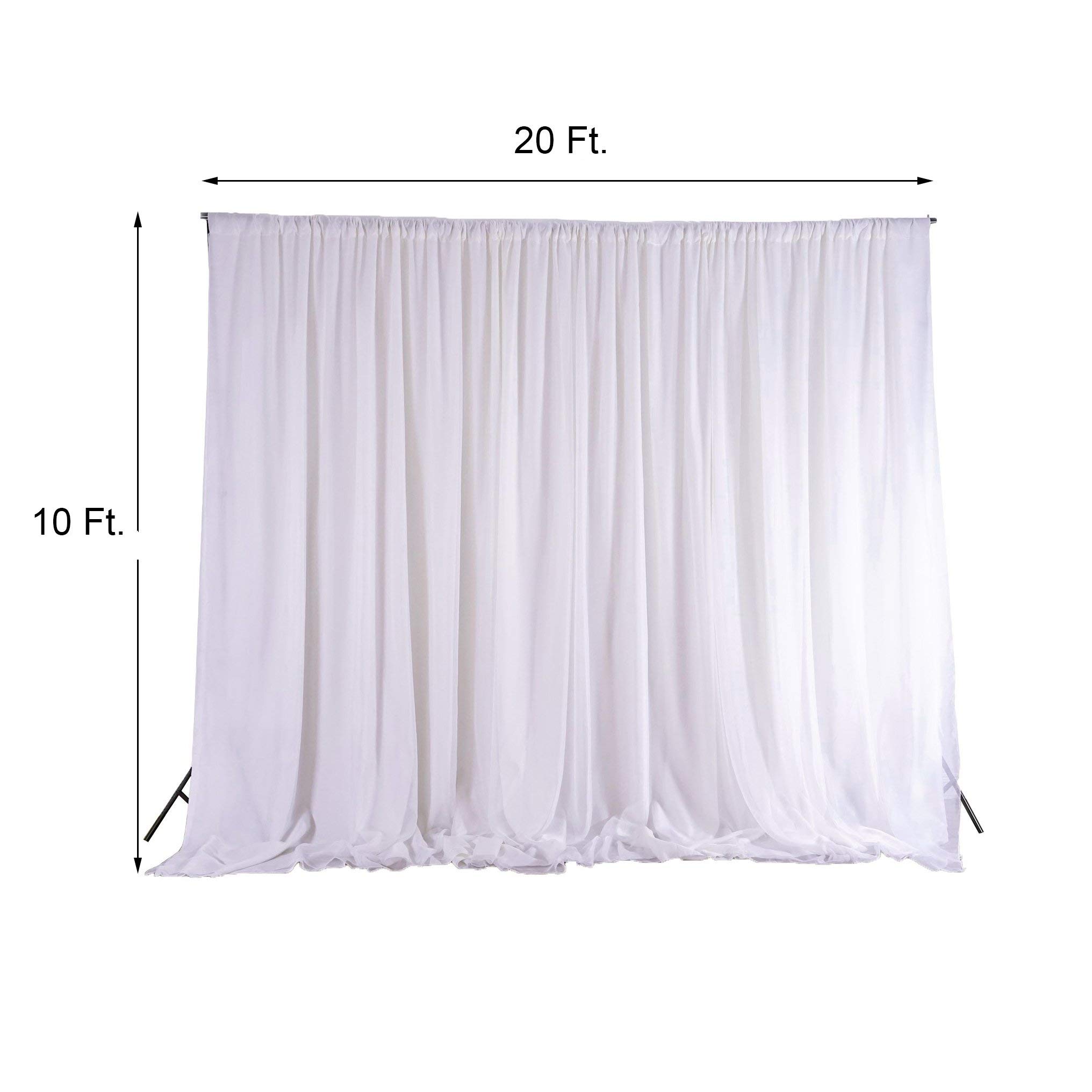 20 ft x 10 ft Ivory Chiffon Fabric Backdrop Drapes Curtain - Elegant Wedding Decor, Photo Booth & Party Supplies for Reception, Photography, Bridal Shower & Birthday Celebrations