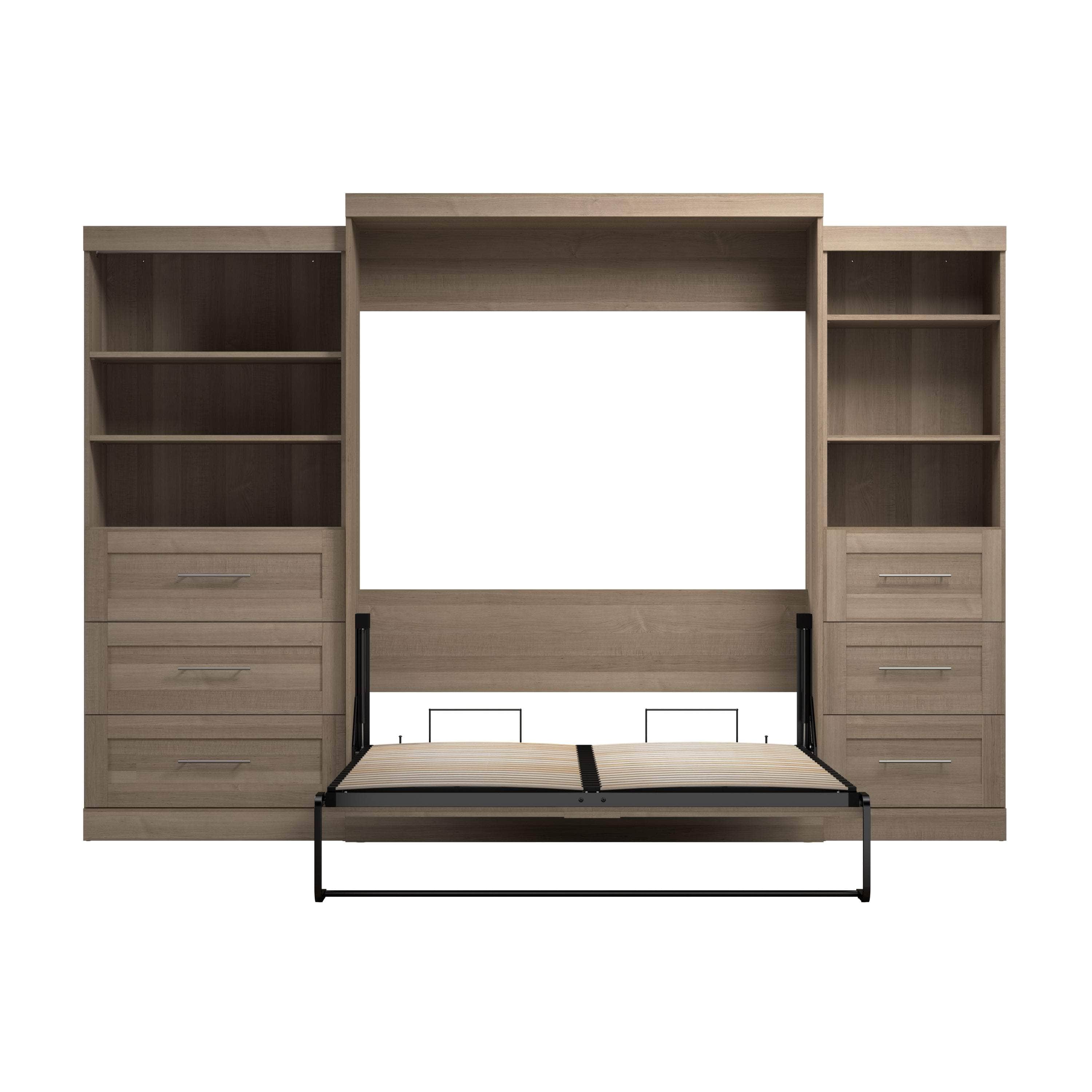Pur Queen Murphy Wall Bed with 2 Storage Units & Drawers (126