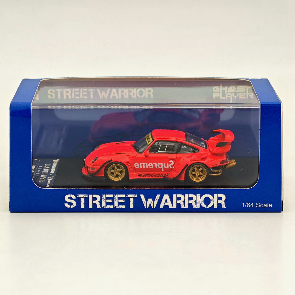 1/64 Scale RWB Porsche 993 GT RAUH Welt Diecast Model Car - Red Short Wing Limited Edition Collectible for Display & Racing Enthusiasts