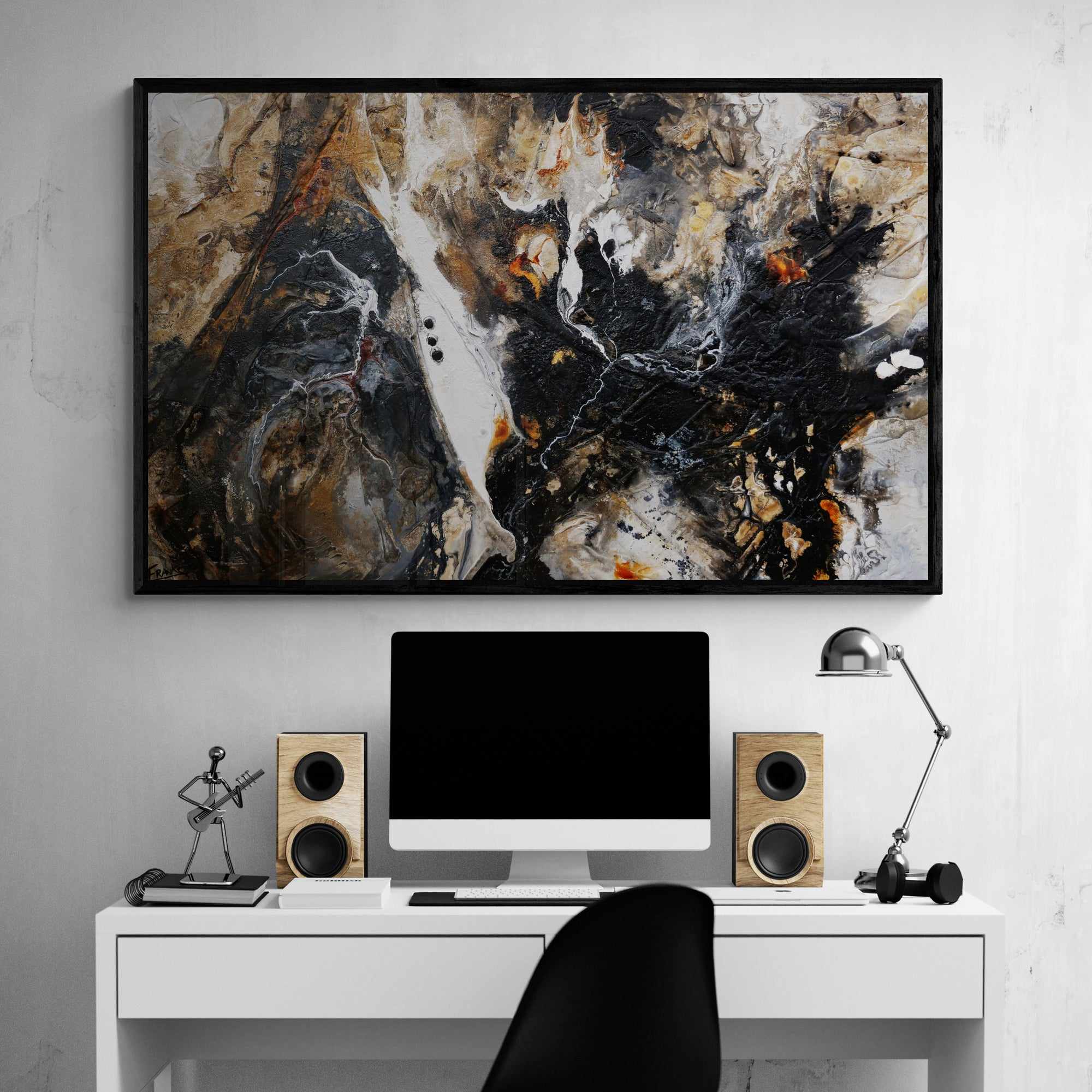 Rusted Nero 160cm x 100cm Brown Black Textured Abstract Canvas Wall Art - Perfect for Living Room, Bedroom & Office Decor