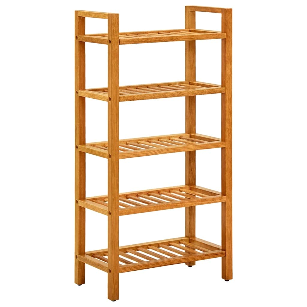 5-Tier Solid Oak Wood Shoe Rack - 19.6