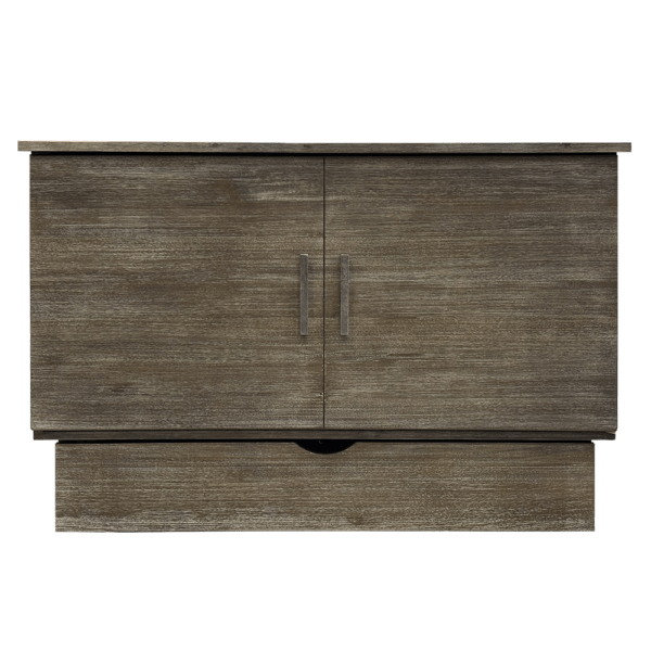 Stockholm Queen Murphy Cabinet Bed in Brushed Grey - Space-Saving Wall Bed with Storage for Small Apartments & Guest Rooms