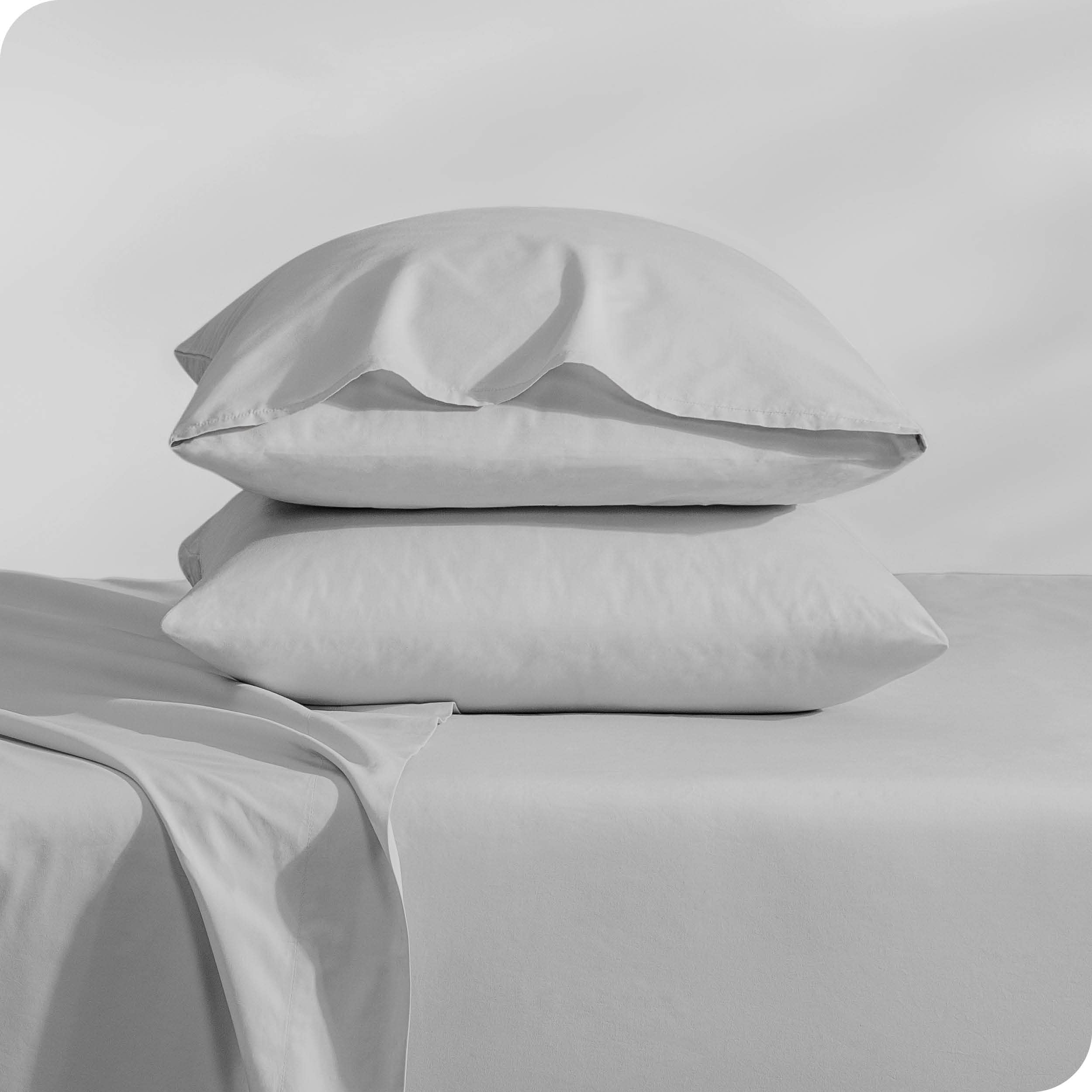 Bare Home 100% Organic Cotton King Pillowcase Set - 2 Pack Crisp Percale Weave - Lightweight & Breathable Bedding - King Size Pillow Covers (Light Grey) - Perfect for Luxury Hotels, Guest Rooms & Master Bedrooms