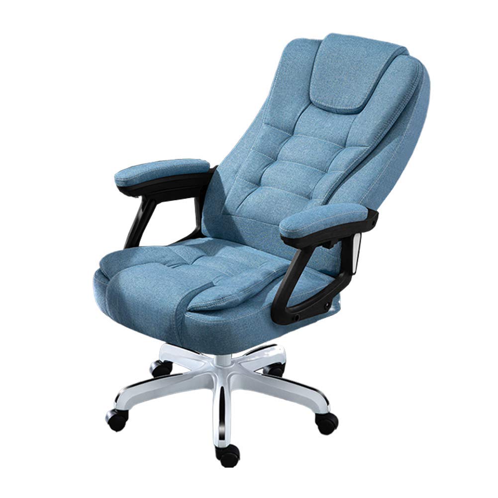 Ergonomic Office Chair with 145° Recline - Adjustable Height Executive Swivel Chair with Wheels & Armrests - High Back Computer Gaming Chair in Blue Fabric - Perfect for Home Office, Gaming Setup & Workstation