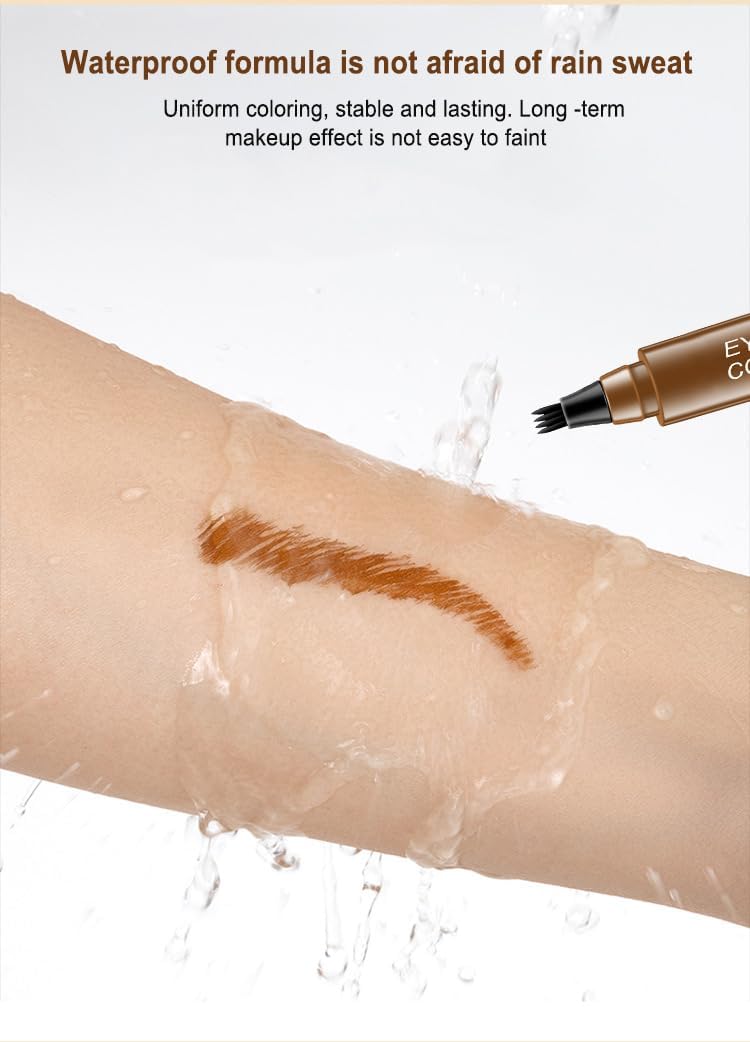 2Pcs Eyebrow Pen Set - Waterproof Microblading Eyebrow Pencil with 4 Tips for Natural Looking Brows, Long Lasting Eyebrow Makeup Kit for Daily Use & Professional Contouring | Perfect for Beginners, Salon & Everyday Makeup Routine
