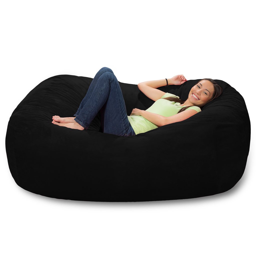 Premium Memory Foam Bean Bag Chair - Ultra Soft Black Micro Suede Cover - Perfect for Gaming, Lounging & Dorm Room Decor (Black)
