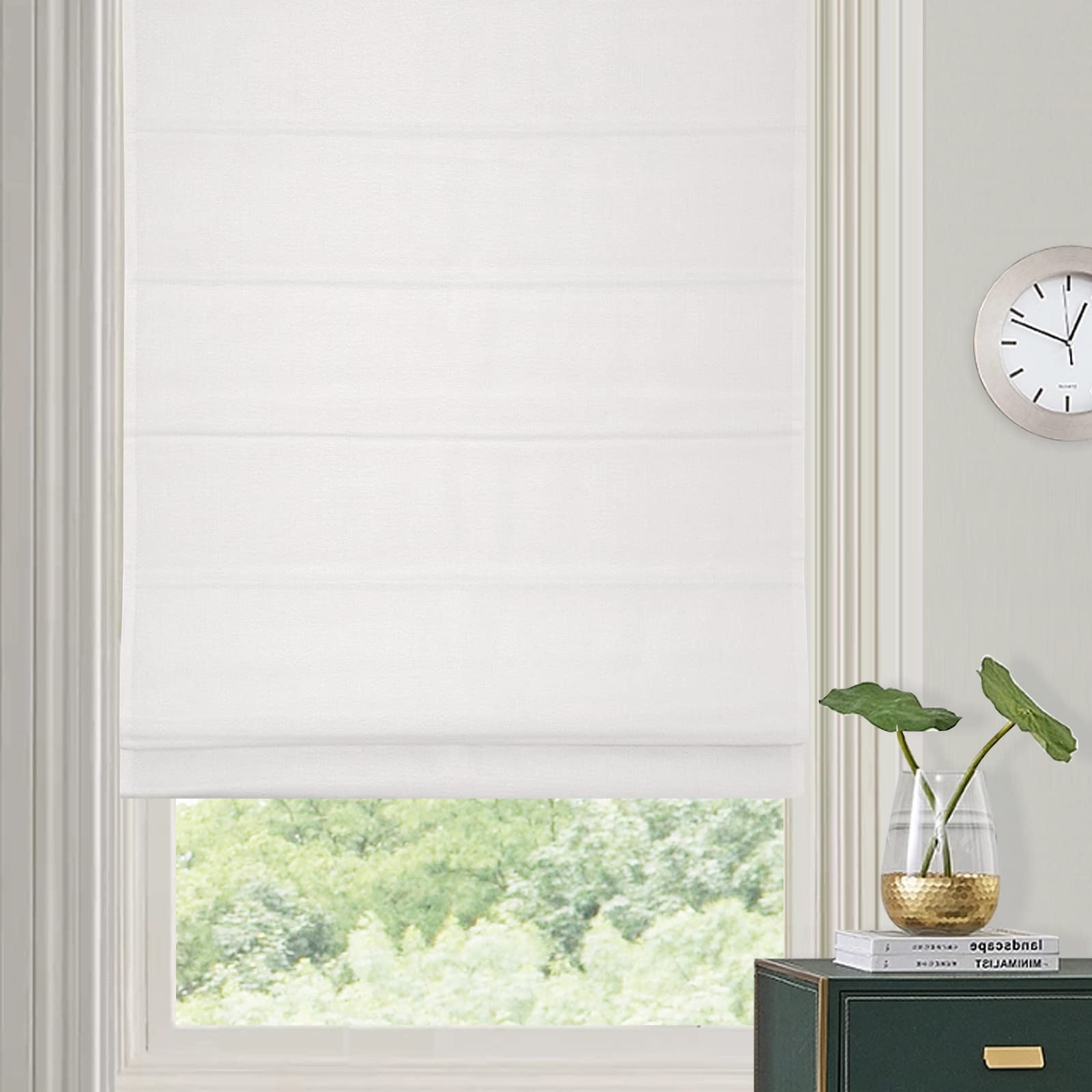 Artdix White Roman Shades for Windows - Cordless Blackout Roman Window Shades for Living Room, Bedroom, Kitchen & Doors | Easy to Install | Timeless Design for Any Home Decor