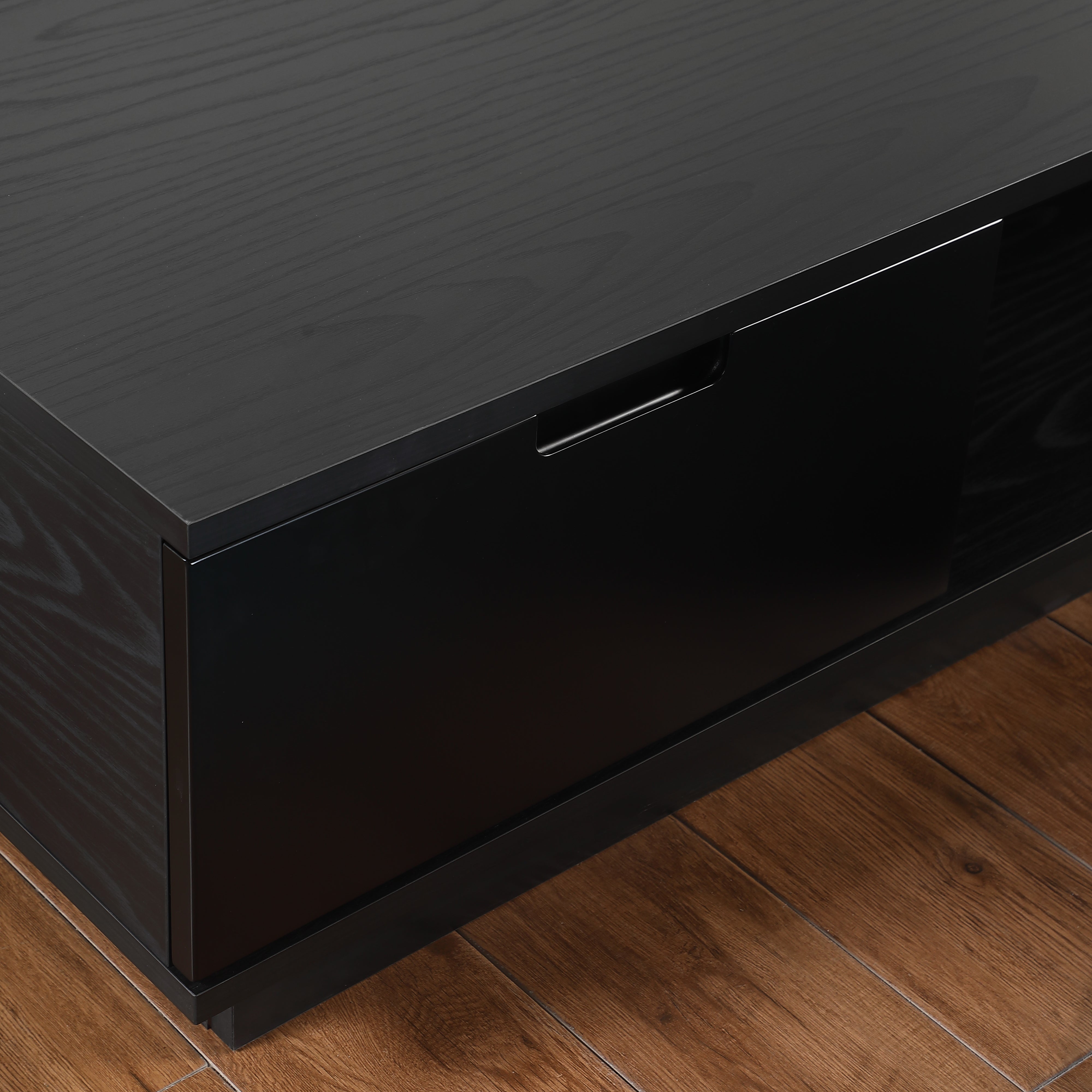 Tauris Rio 2200mm Black Oak Low Line TV Stand - Modern Entertainment Center & Media Cabinet for Living Room, Home Theater, and Gaming Setup