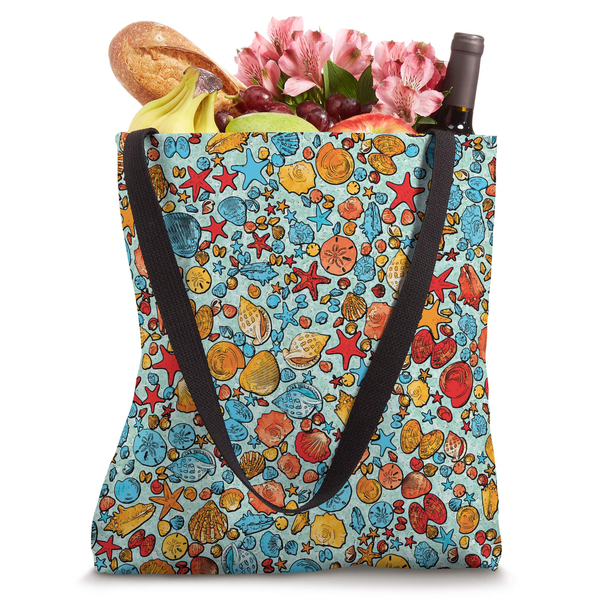 JCombs: Stylish Seashell Tote Bag for Women - Beach Bag with Shell Print, Large Reusable Shopping Bag - Perfect for Beach Trips, Groceries & Summer Outings