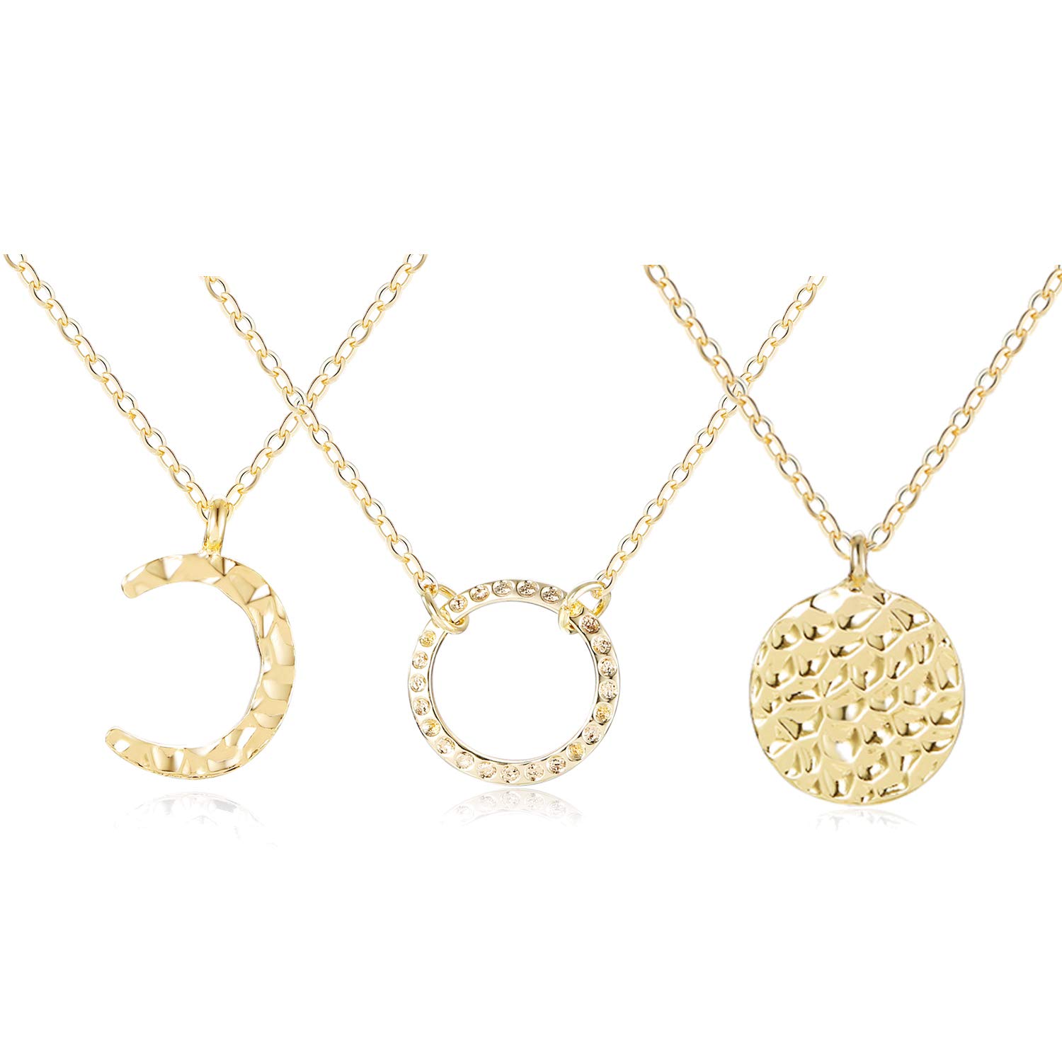 Q&YFH Personalized Gold Moon Coin Necklace for Women & Teens - Dainty Layered Pendant Set, Perfect for Gifts, Everyday Wear & Special Occasions