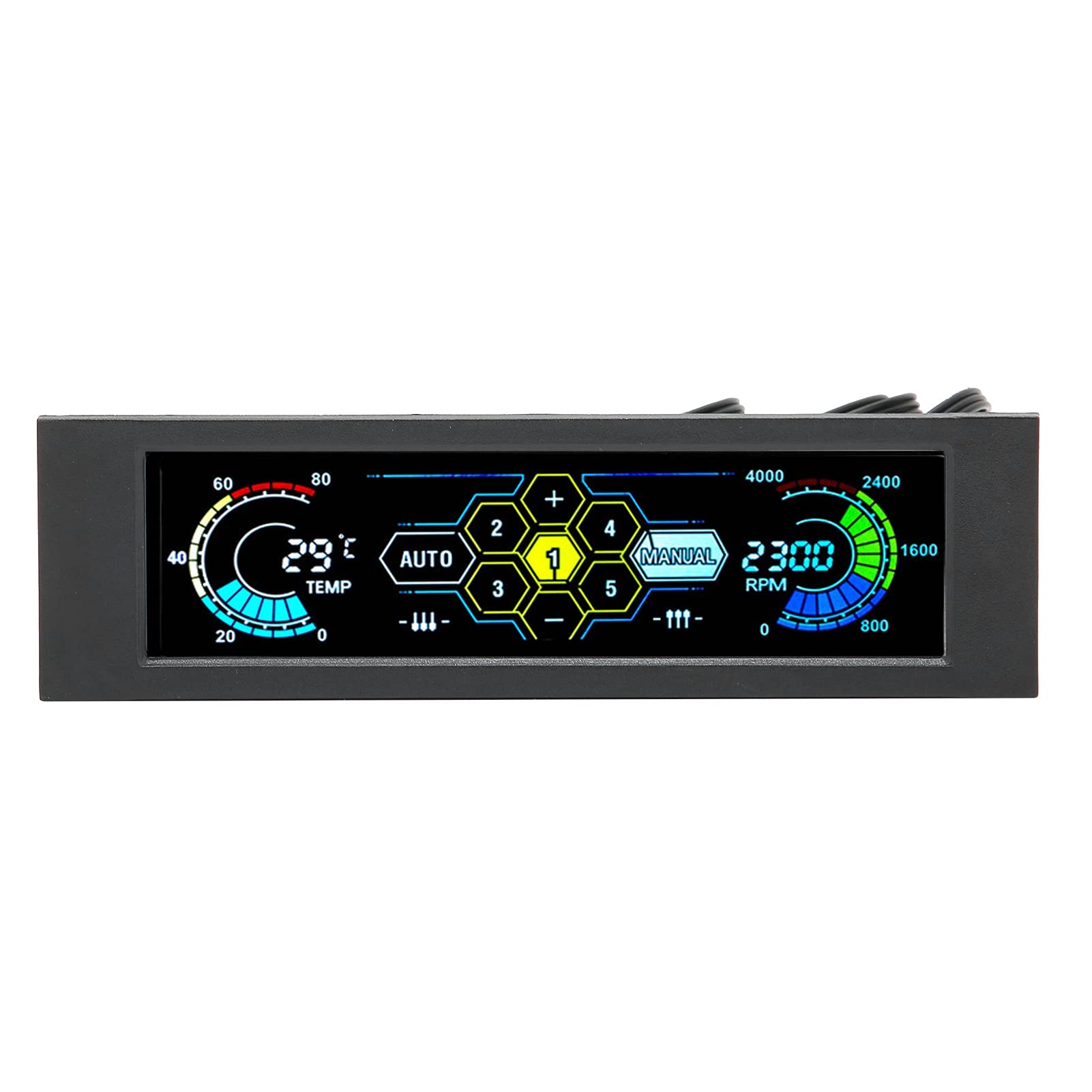 Hilitand 5-Pack PC Fan Speed Controller with Temperature Display - Front Panel Drive Bay Mount for Computer Case Cooling System | Perfect for Gaming PC, Workstation & Server Cooling Management