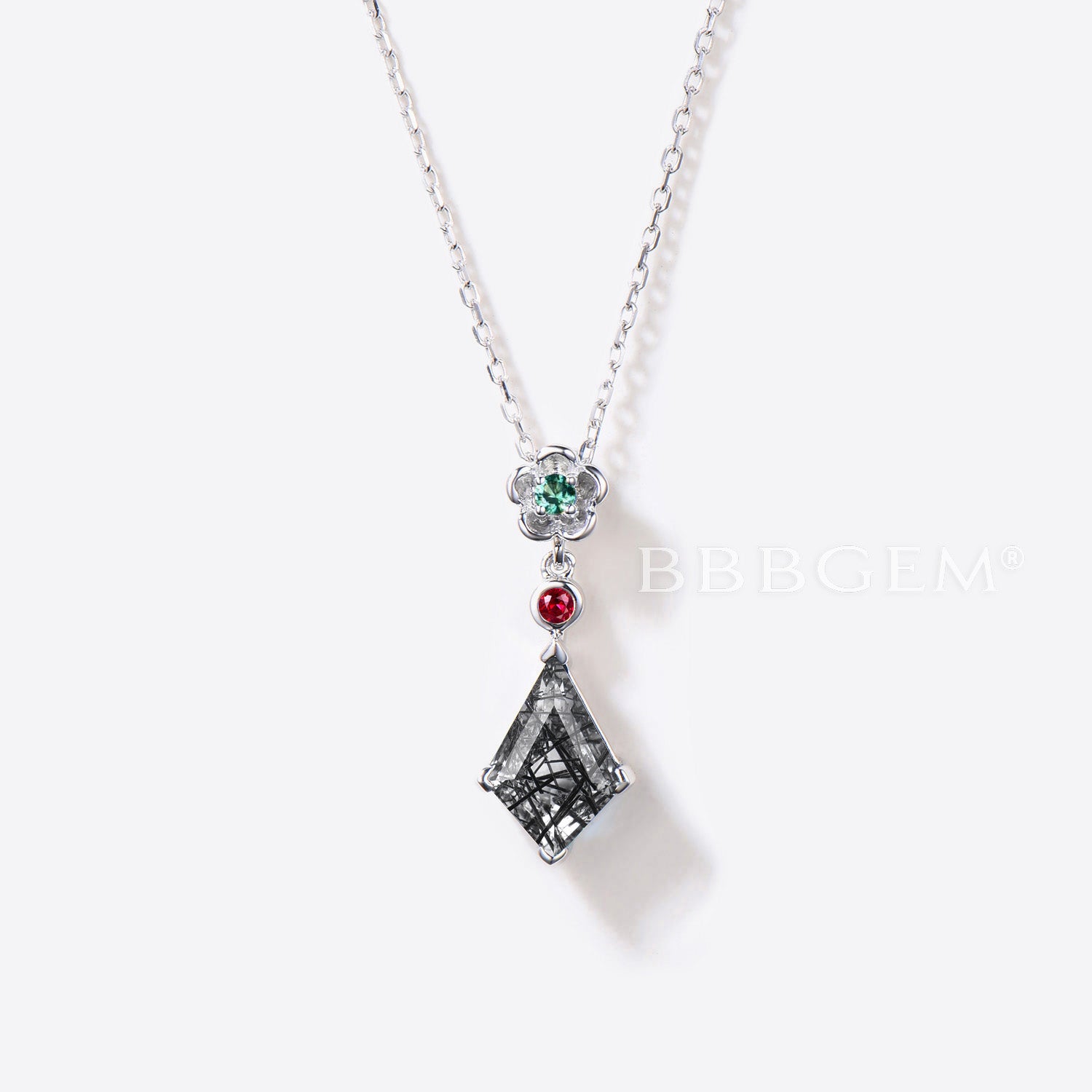 Black Rutilated Quartz Pendant Necklace - Nature Inspired Floral Wedding Jewelry for Women - Perfect for Bridal, Anniversary & Special Occasion Gifts
