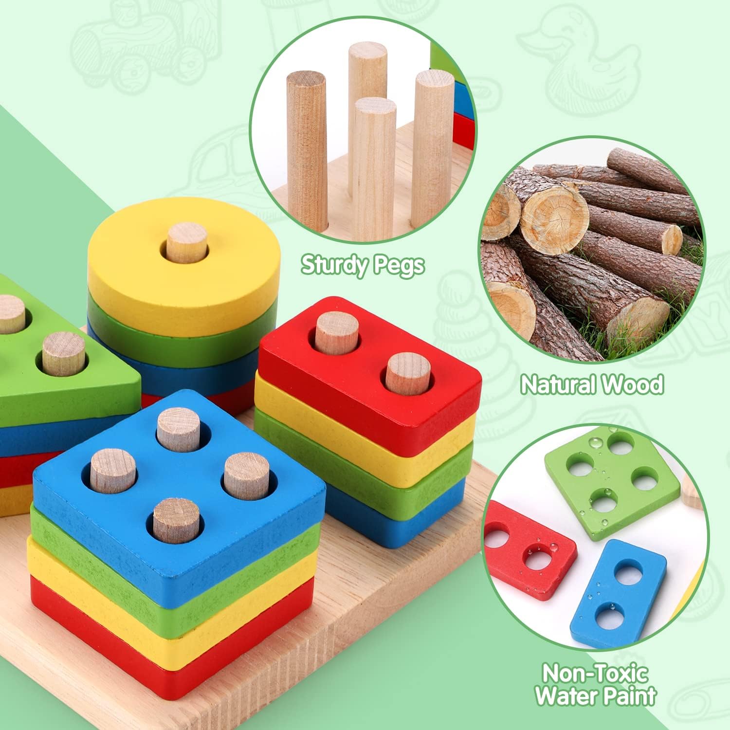 Montessori Wooden Toys for Kids Ages 2-6 - 6PCS Educational Learning Toys Set for Toddlers & Preschoolers | Perfect Birthday Gift for Boys & Girls | STEM Learning, Classroom & Homeschool Activities