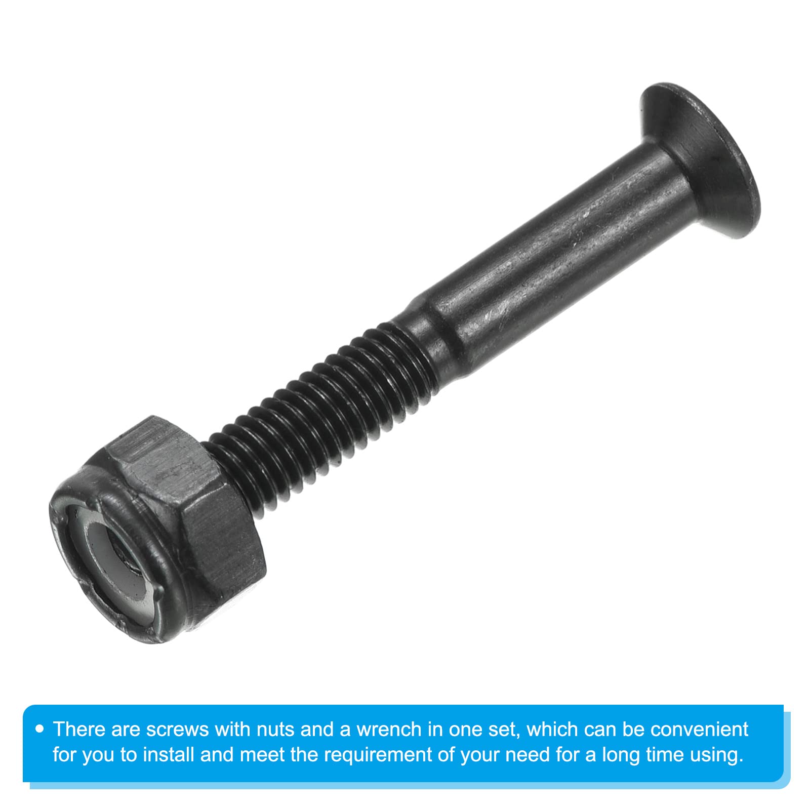 PATIKIL Skateboard Hardware Kit - 8 Mounting Screws, Hex Head Bolts & Nuts Set with Spanner Tool for Longboard, Cruiser & Skateboard Assembly | Perfect for DIY Skateboard Repair & Maintenance