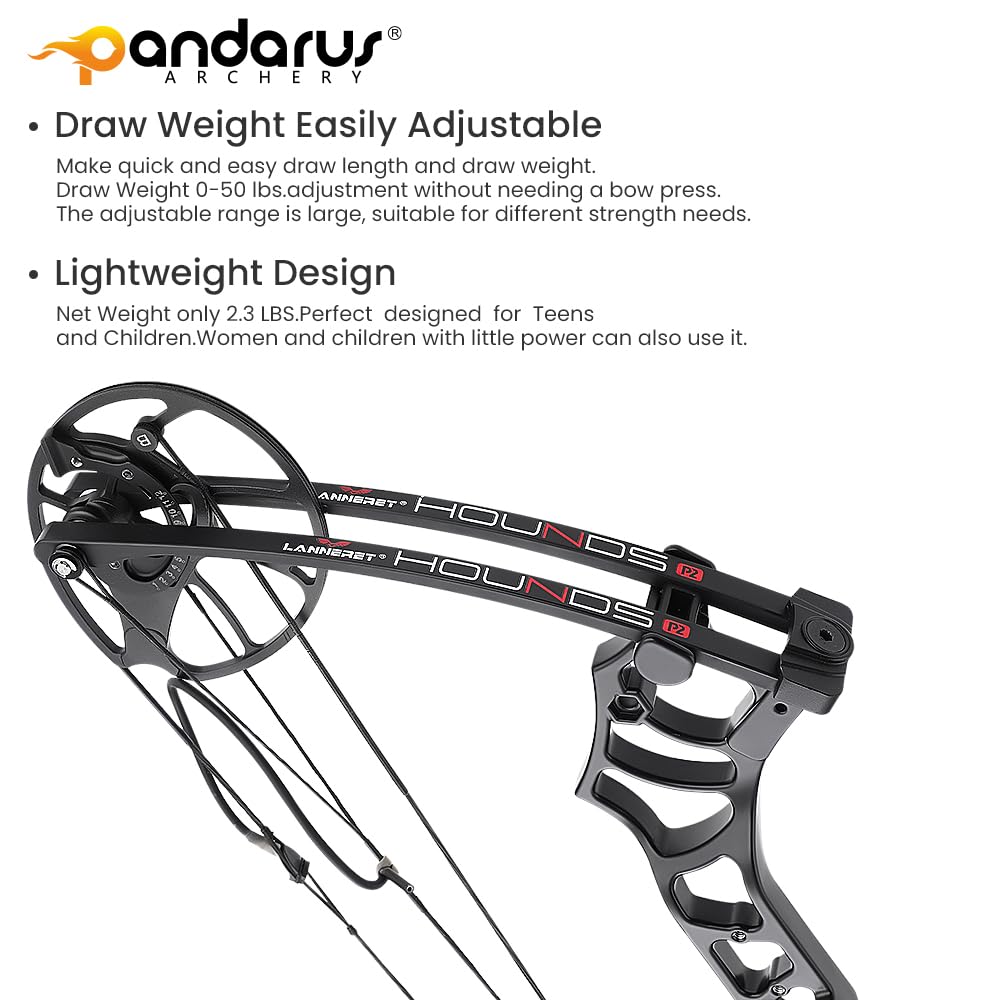 Lightweight Compound Bow Set for Hunting & Target Practice - Adjustable 0-50 Lbs Draw Weight, 290 FPS Speed, USA-Made Limbs - Complete Archery Kit for Adults & Youth | Perfect for Outdoor Adventures, Backyard Training & Competitive Shooting