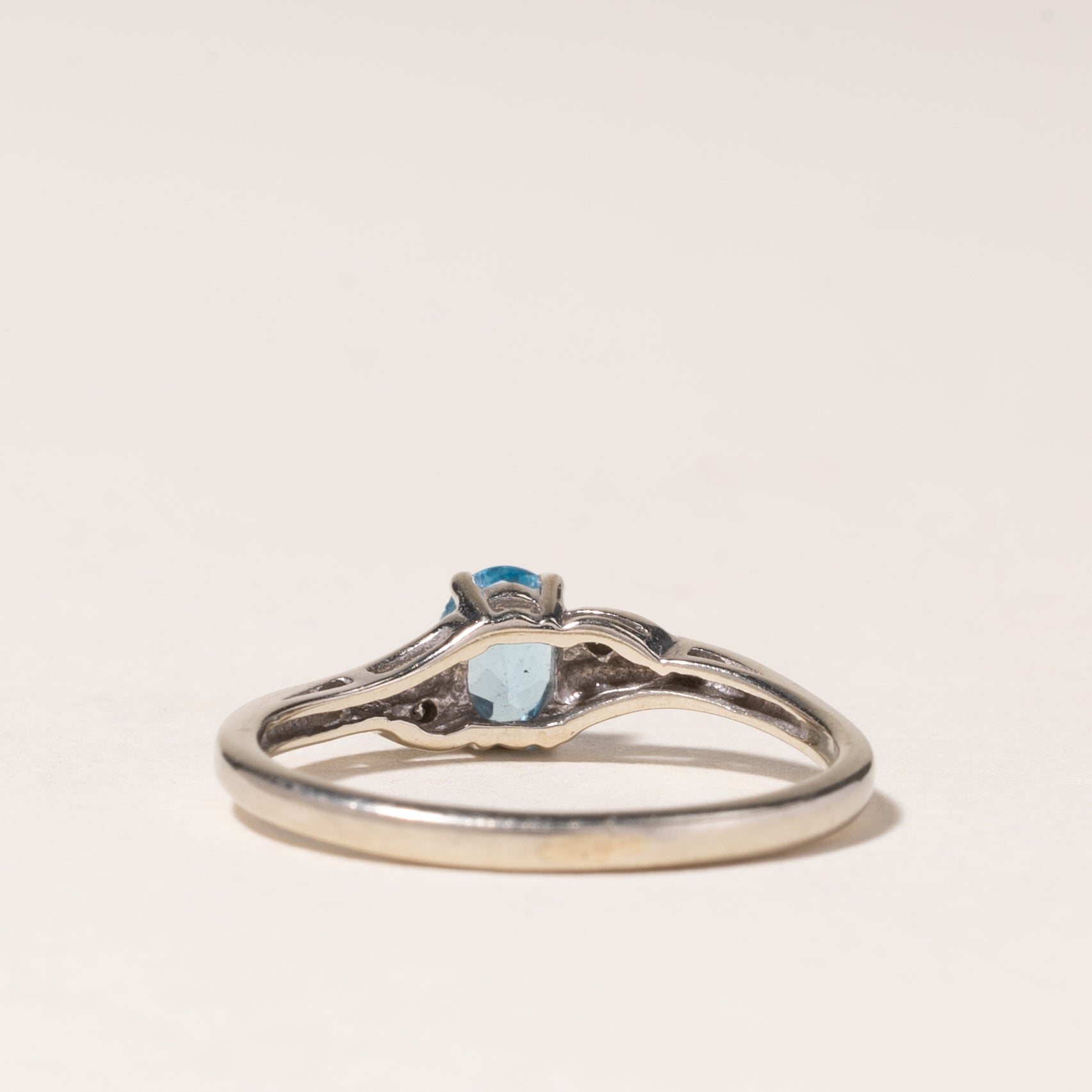 10K White Gold Blue Topaz & Diamond Ring - 0.34ct Natural Topaz & 0.01ctw Diamond Accents - Size 5 - Elegant Birthstone Jewelry for Women, Perfect for Anniversary Gifts & Special Occasions