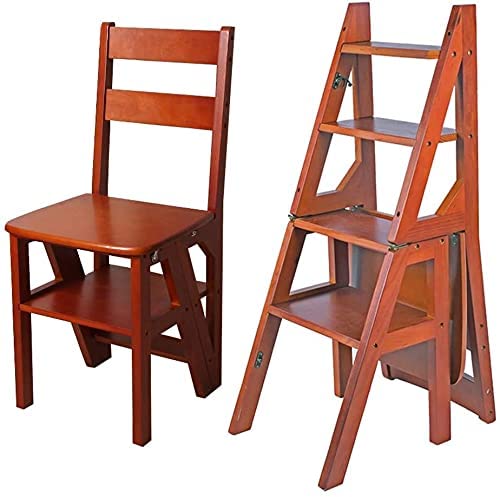 Foldable Wooden Step Stool for Home - Portable Multifunctional Ladder Stool for Kitchen, Bathroom, Library & Indoor Use - Space Saving Step Stool for Kids & Adults