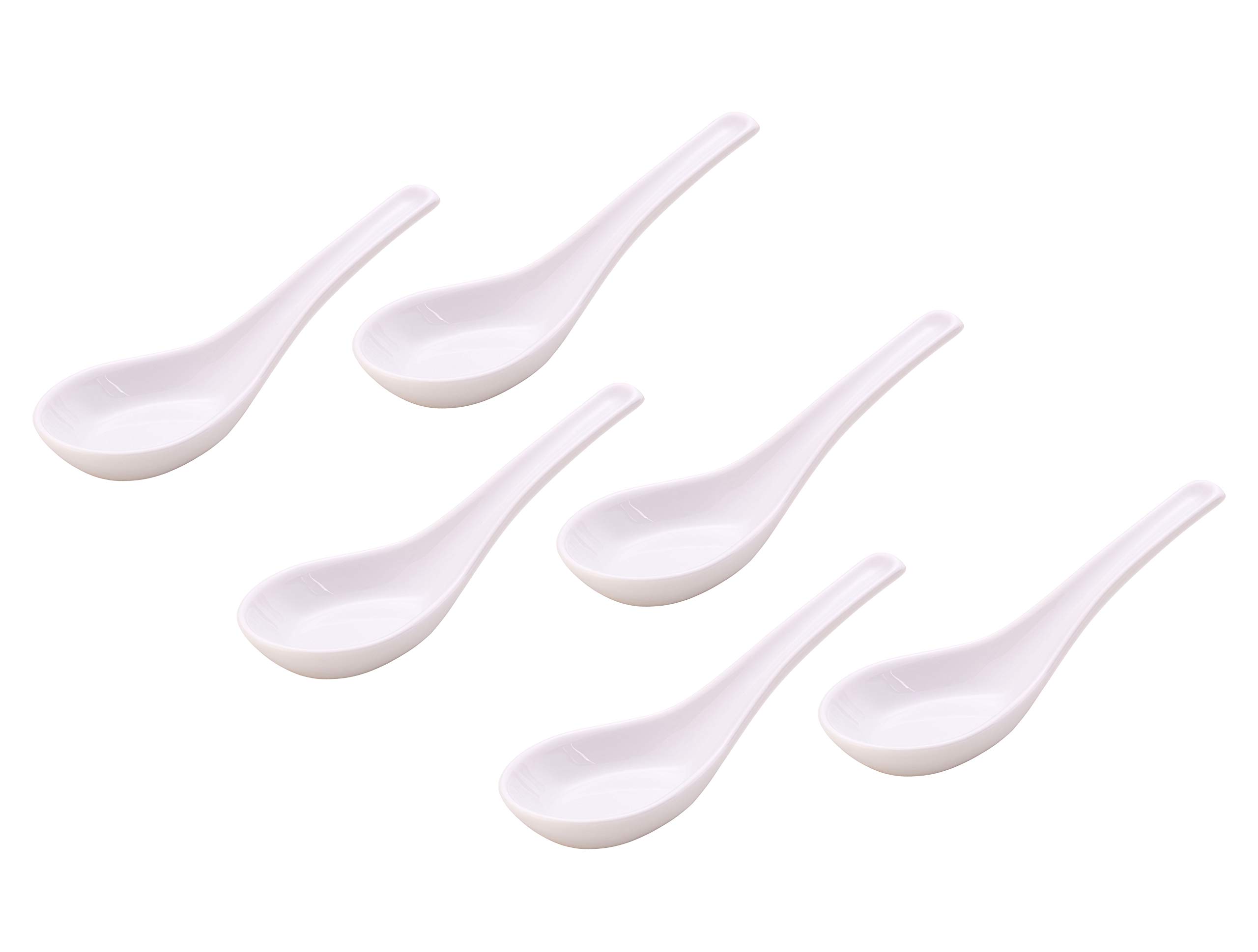 Premium Porcelain Soup Spoon Set - 6 White Ceramic Spoons 5.12