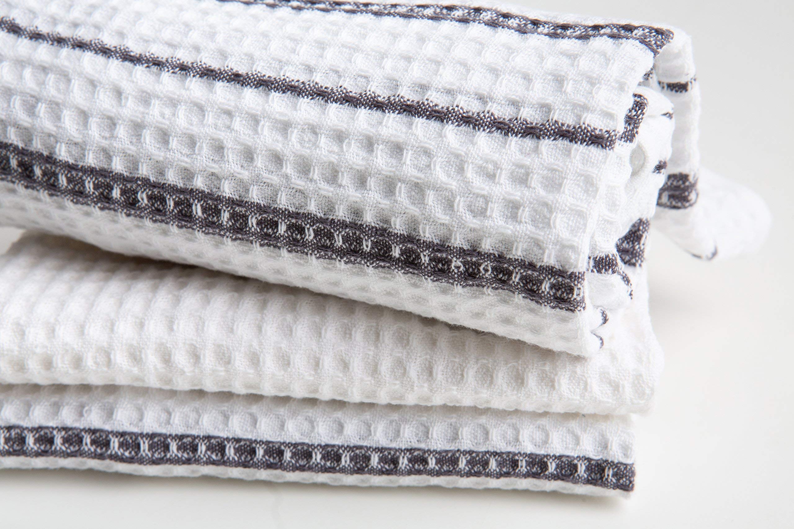 Premium Waffle Weave Kitchen Towels Set of 3 - Super Absorbent Cotton Dish Towels (28