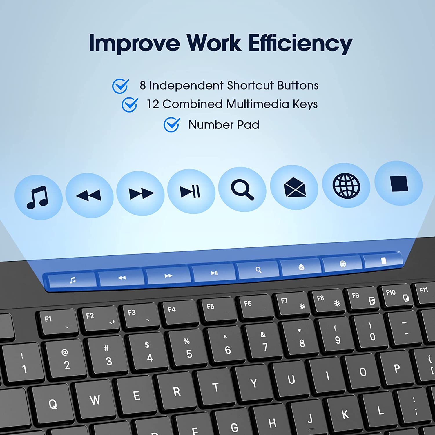 Wireless Keyboard for Multi-Device Use - 2.4G & Dual Bluetooth Computer Keyboard for PC, Mac, Tablet - Perfect for Home Office, Gaming & Remote Work