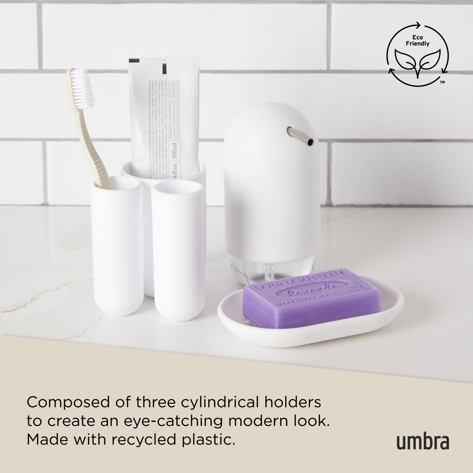 Touch Organizer & Toothbrush Holder - Stylish Bathroom Countertop Storage for Makeup Brushes, Razors, and Essentials | Perfect for Home, Travel, and Office Use