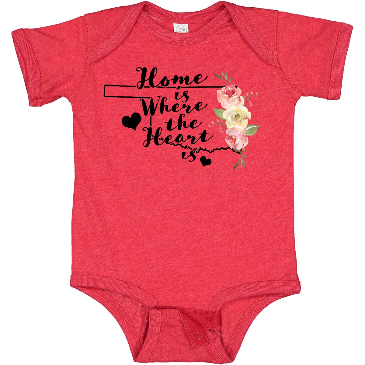 Oklahoma Home is Where The Heart is Watercolor Baby Bodysuit - Soft Cotton Infant Onesie for Newborns & Toddlers - Perfect for Family Photos, Holidays & Everyday Wear