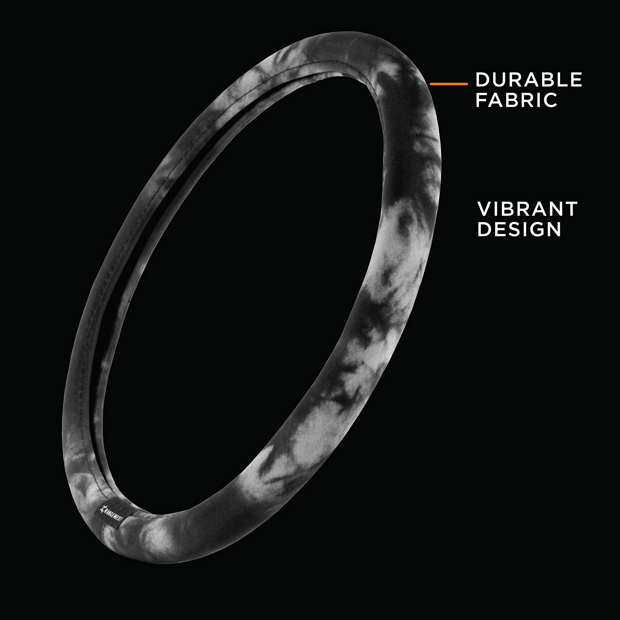 Universal Steering Wheel Cover - Non-Slip, Easy to Install for Cars, Trucks, Vans & SUVs - Black/Gray Tie Dye Design - Perfect for Road Trips, Commuting & Vehicle Protection