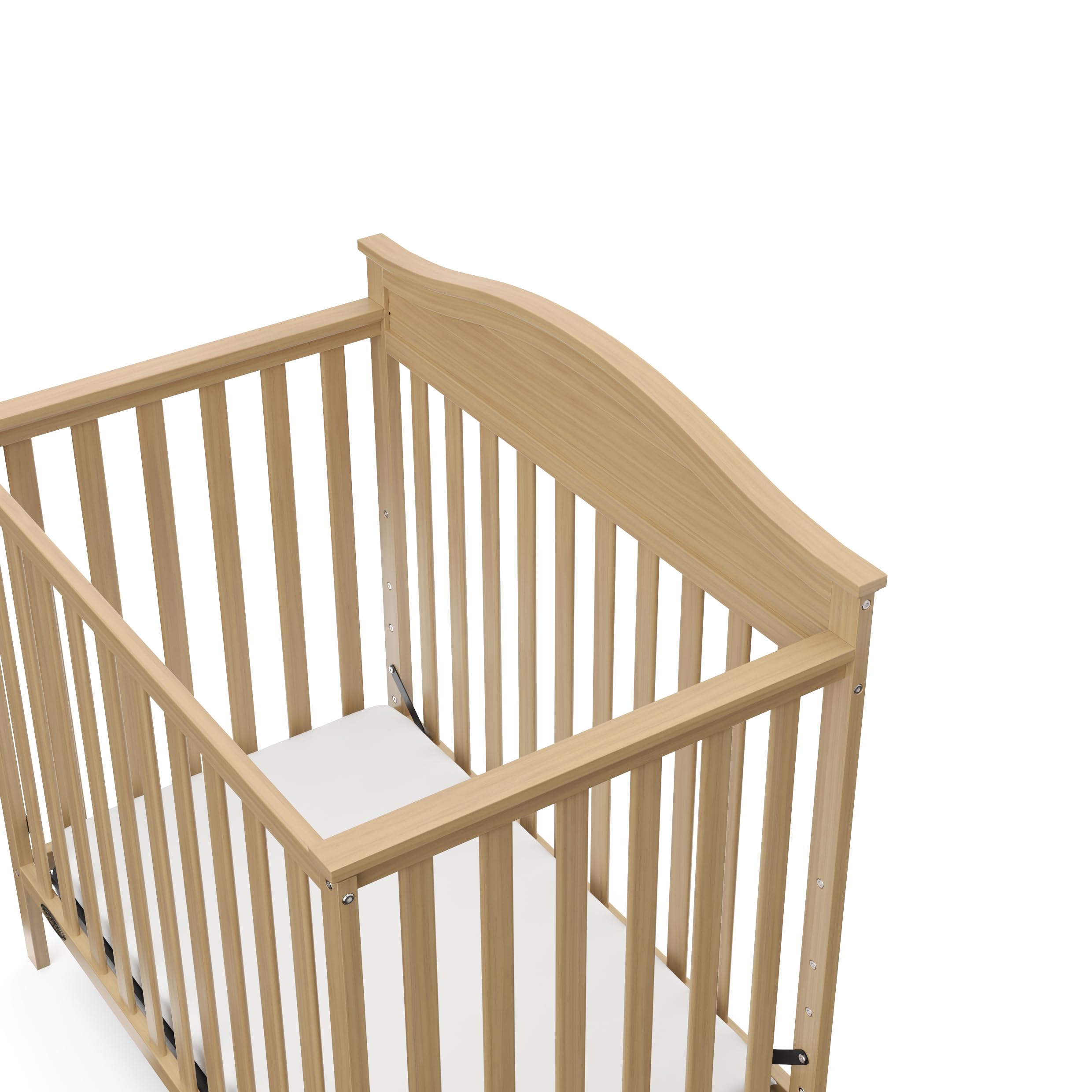 Graco Stella 4-in-1 Convertible Mini Crib with Mattress | Driftwood Finish | Converts to Twin Bed with Headboard & Footboard | Includes 2.5