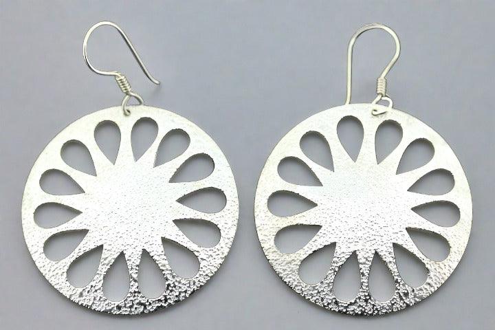 Large Textured Circle Earrings - Sterling Silver Hoop Earrings for Women | Boho Chic Jewelry for Everyday Wear & Special Occasions
