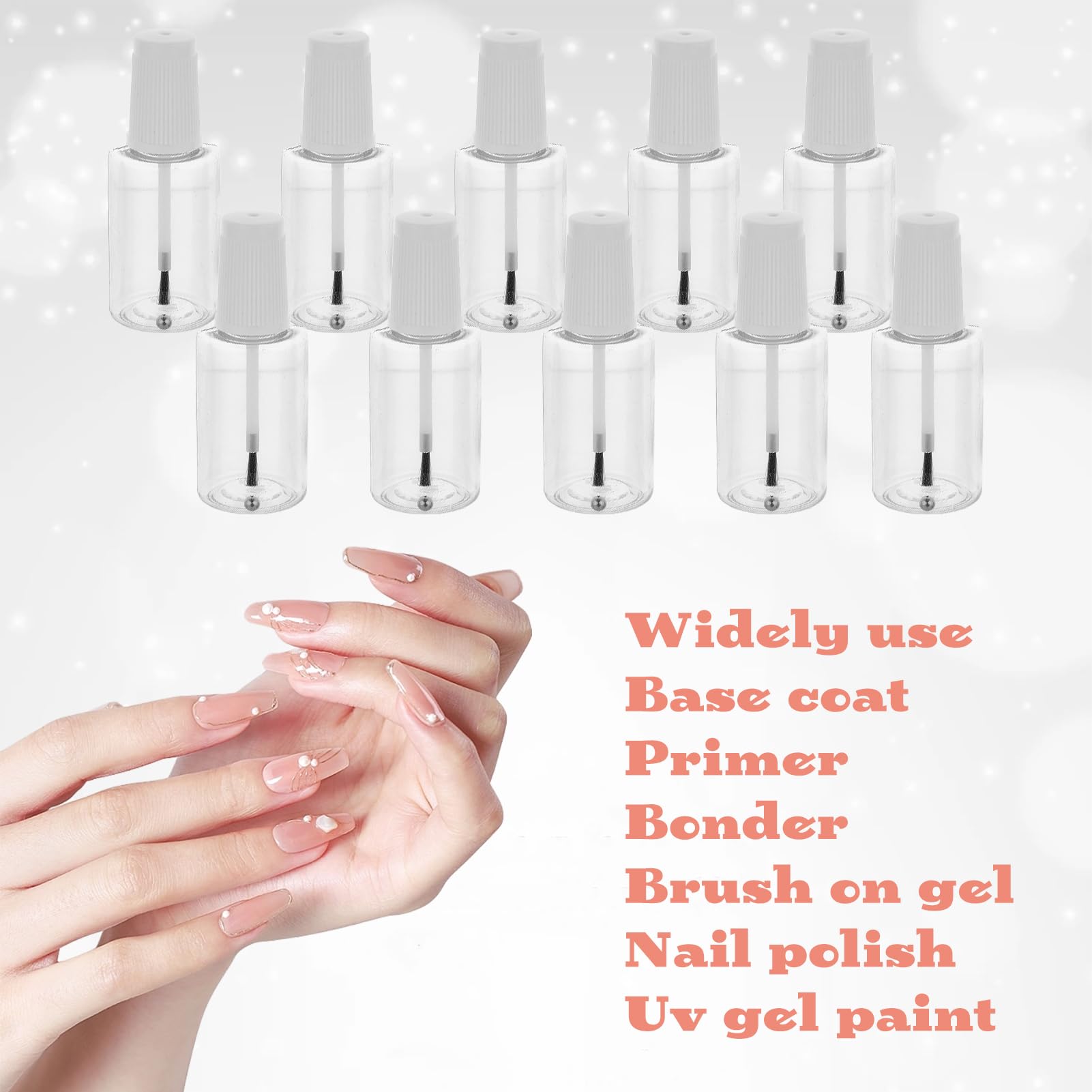 Refillable Empty Nail Polish Bottles 20ml with Brush - Clear Plastic Nail Polish Containers for DIY Mixing & Storage - Perfect for Nail Artists, Salons & Home Manicure Kits