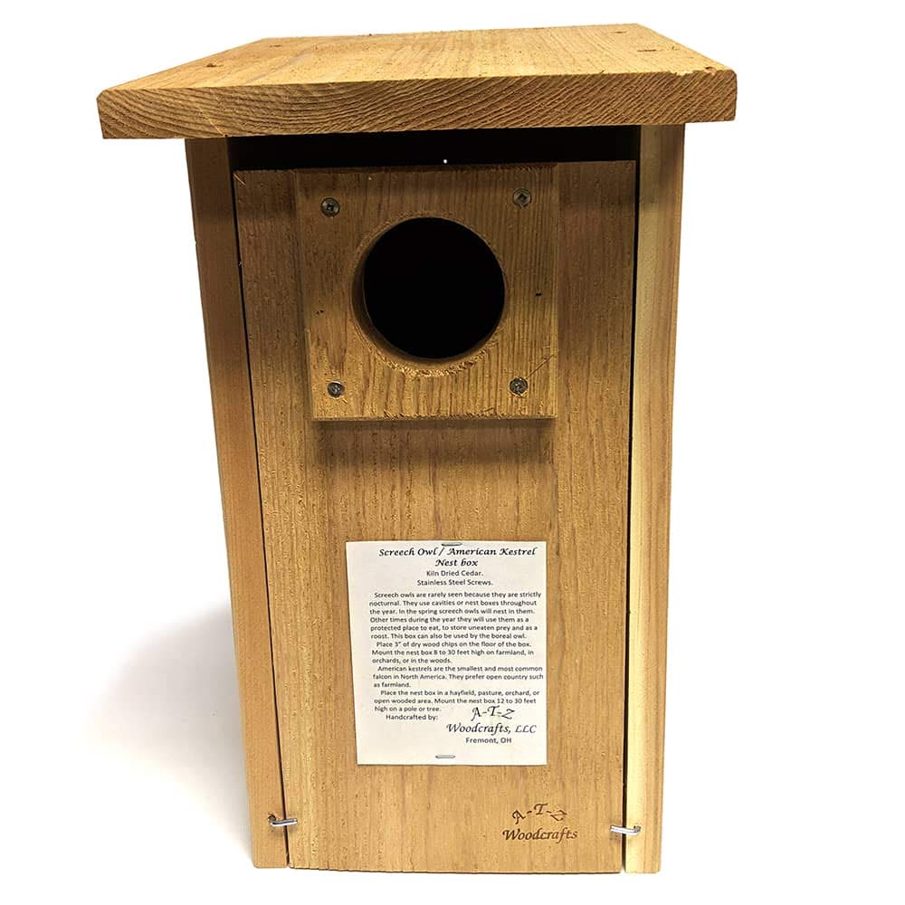 Premium Screech Owl & American Kestrel Nesting Box - Durable Wooden Bird House for Backyard Wildlife - Perfect for Bird Watching & Nature Conservation