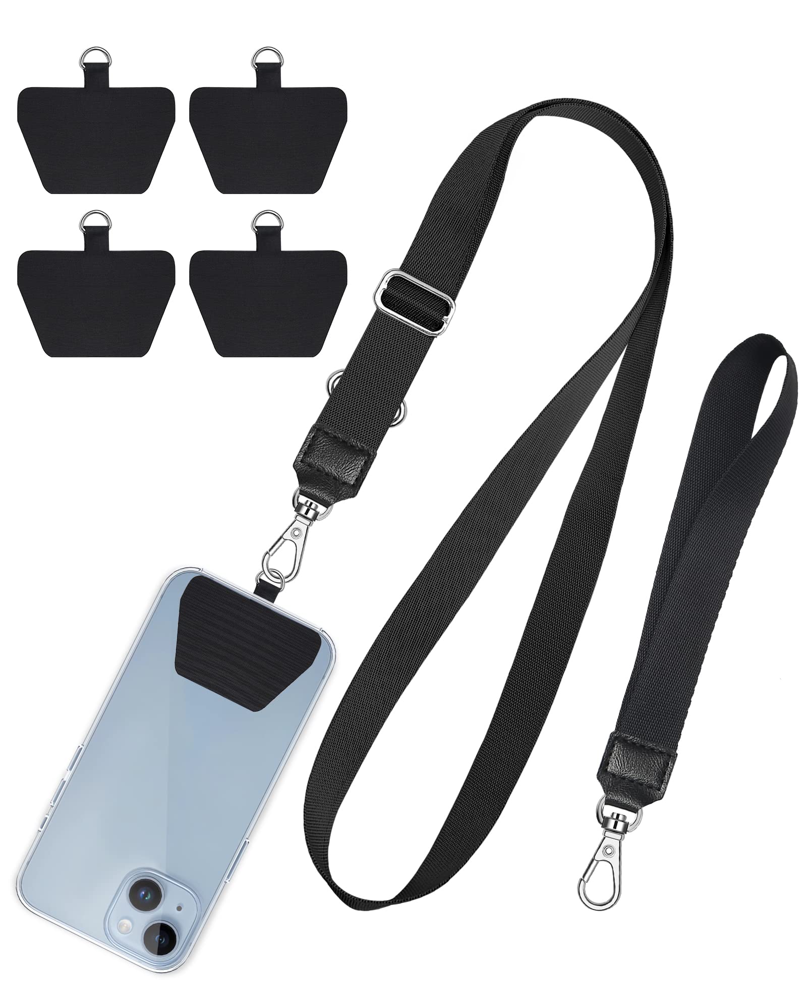 Premium Adjustable Phone Lanyard with 4X Durable Pads - Comfortable Nylon Crossbody Neck Strap for iPhone, Samsung & Most Smartphones - Perfect for Travel, Work, Gym & Outdoor Activities