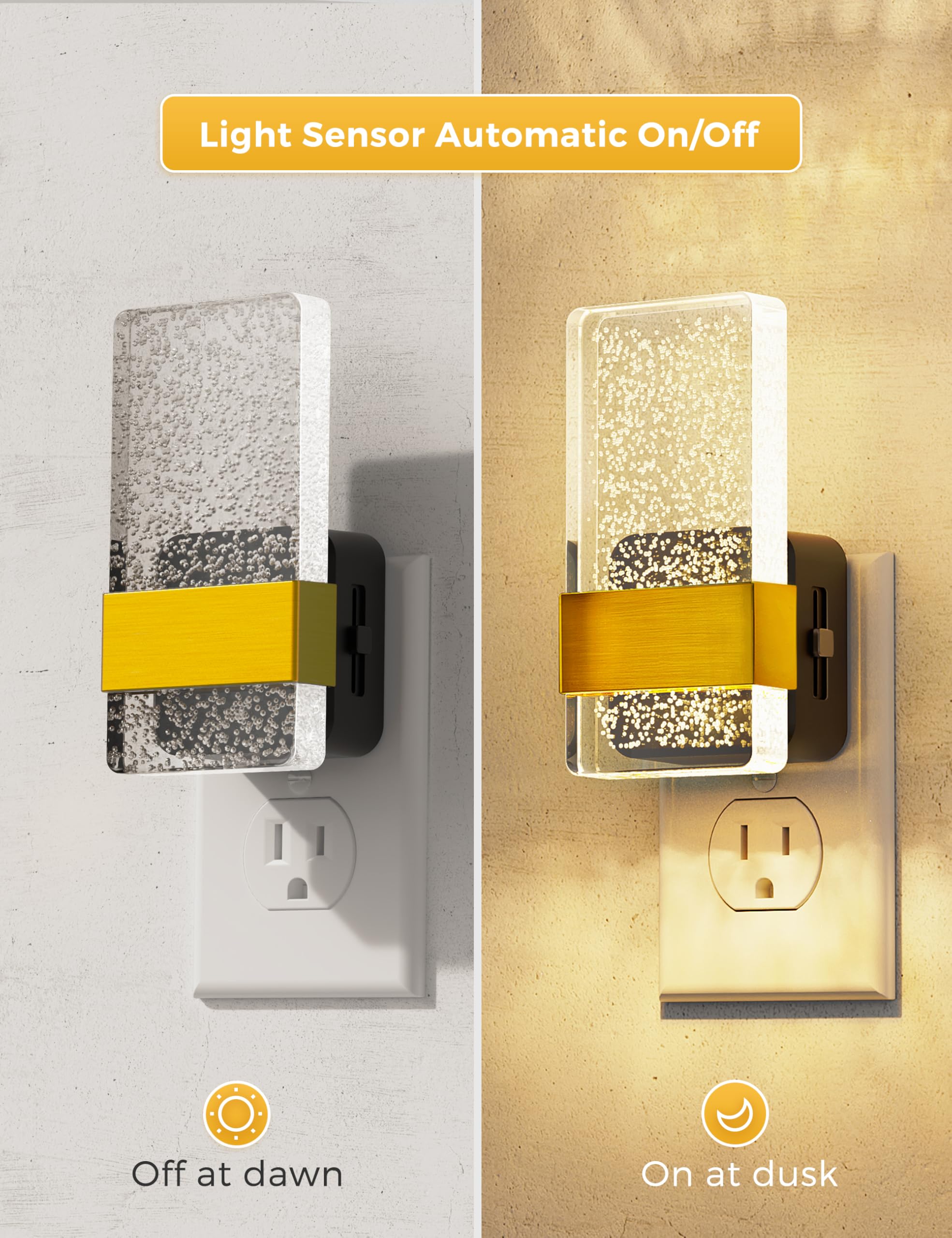 **L LOHAS 2-Pack LED Night Lights Plug Into Wall - Dusk-to-Dawn Sensor, 0-100LM Dimmable, Wall Sconce-Style Design for Bathroom, Hallway, Stairway - Perfect for Kids, Elderly & Safe Night Navigation**